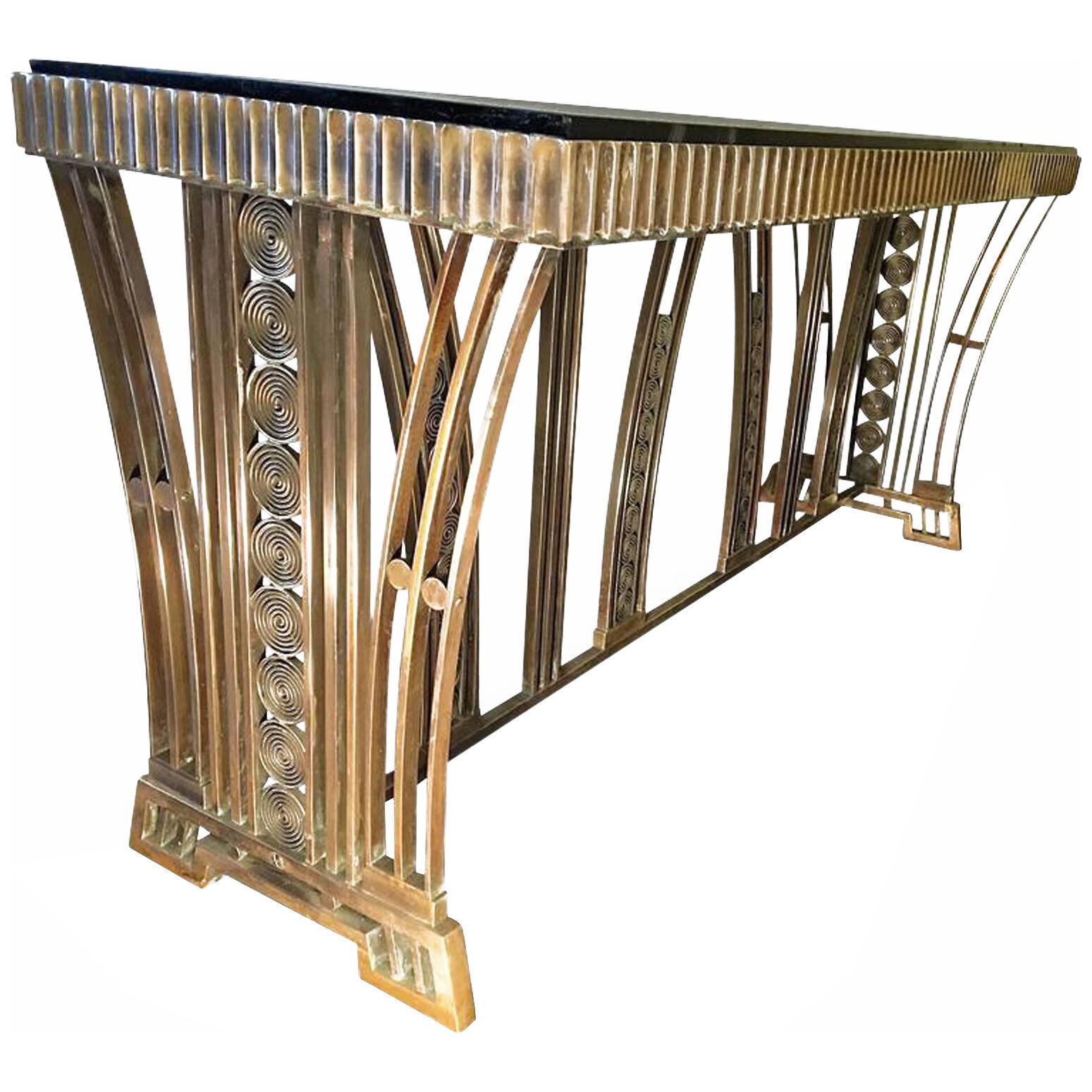 Incredible Modernist Bronze Art Deco Console Table by Edgar Brandt