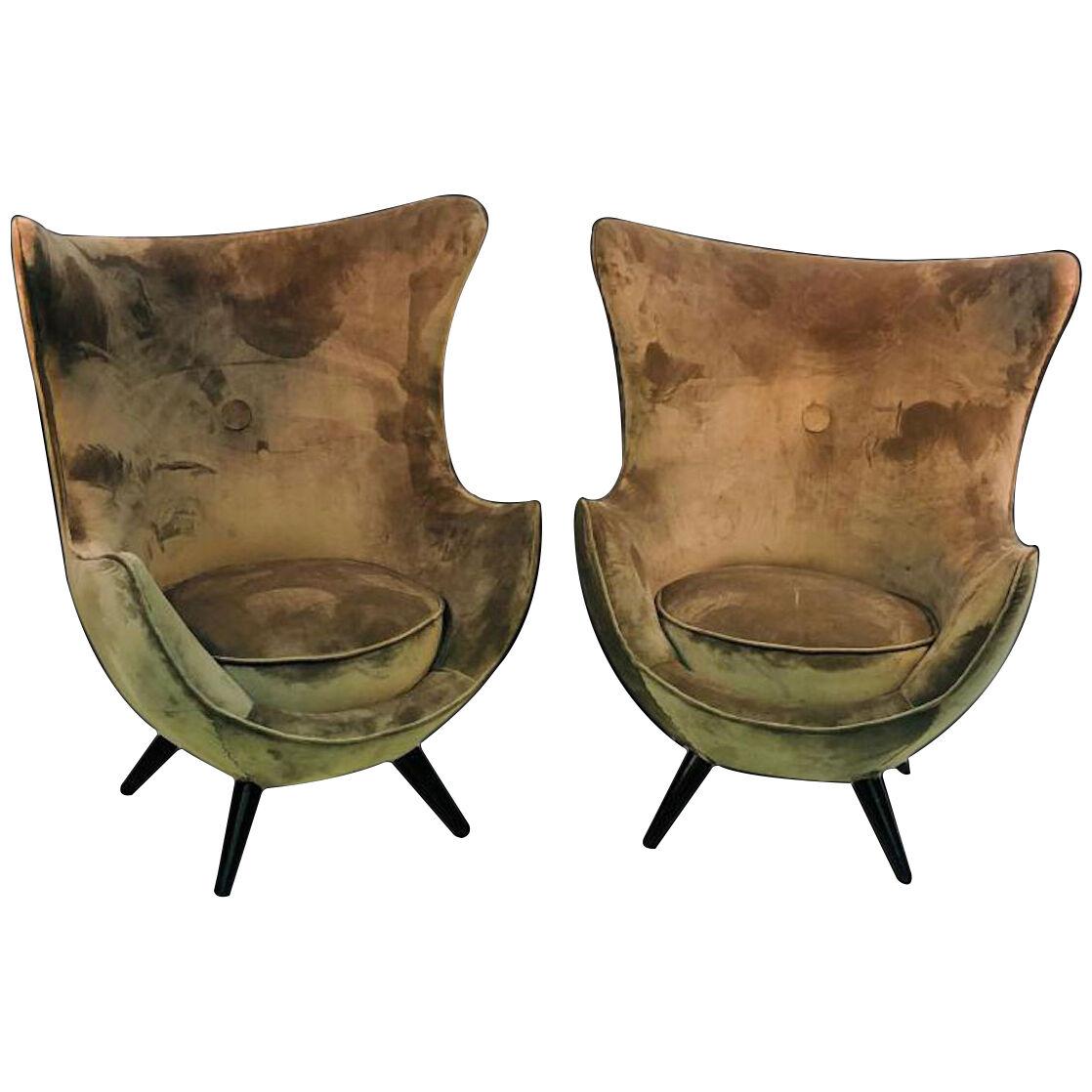 Pair of Italian Chairs in the Manner of Jean Royere