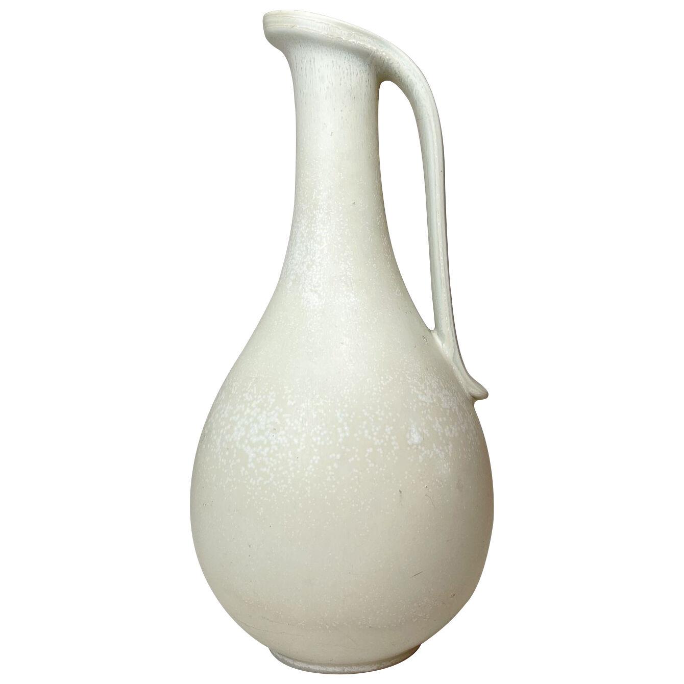 Midcentury Large White and Grey Vase Rörstrand by Gunnar Nylund, Sweden