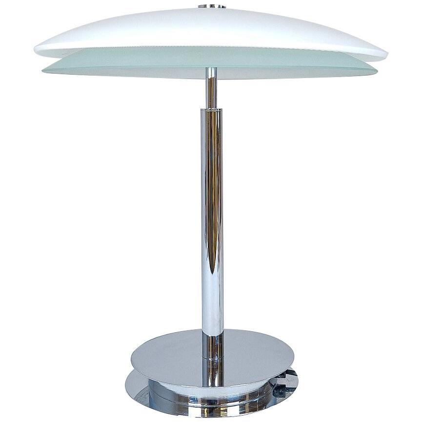Fontana Arte "Tris" Glass Table Lamp with Chrome Base,Pietro Chiesa Italy, 1960s