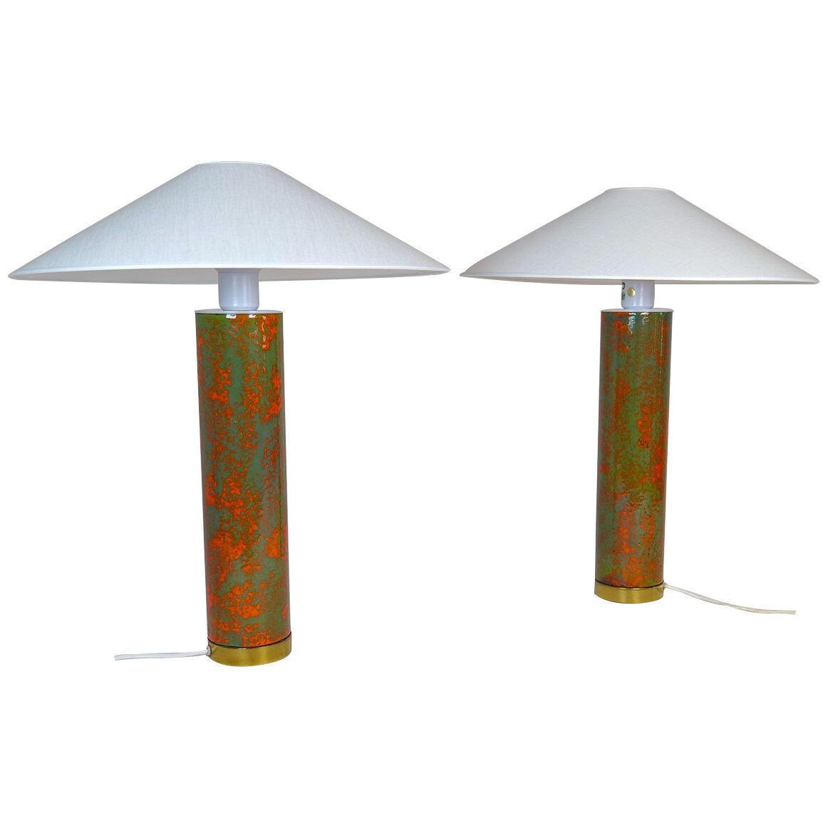 Midcentury Modern Rare and Large Ceramic Table Lamps Sweden 1960s