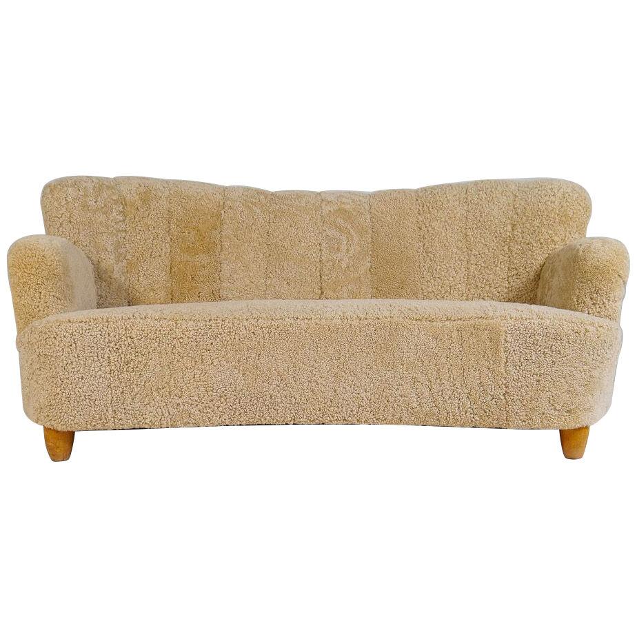 Midcentury Sculptrual Sheepskin/Shearling Sofa in Manors of Marta Blomstedt