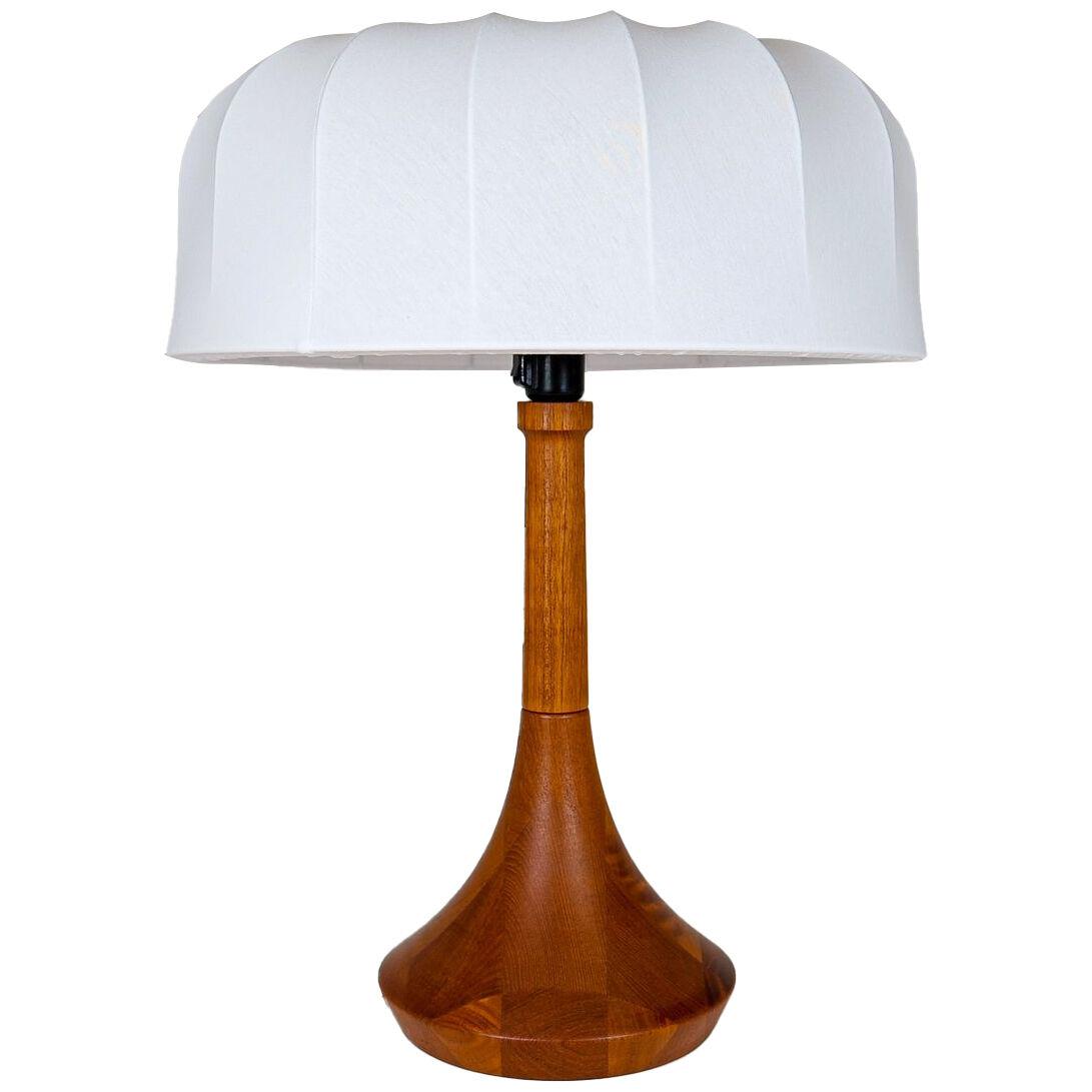 Midcentury Table Lamp Solid Teak Lisbeth Brams Denmark 1960s
