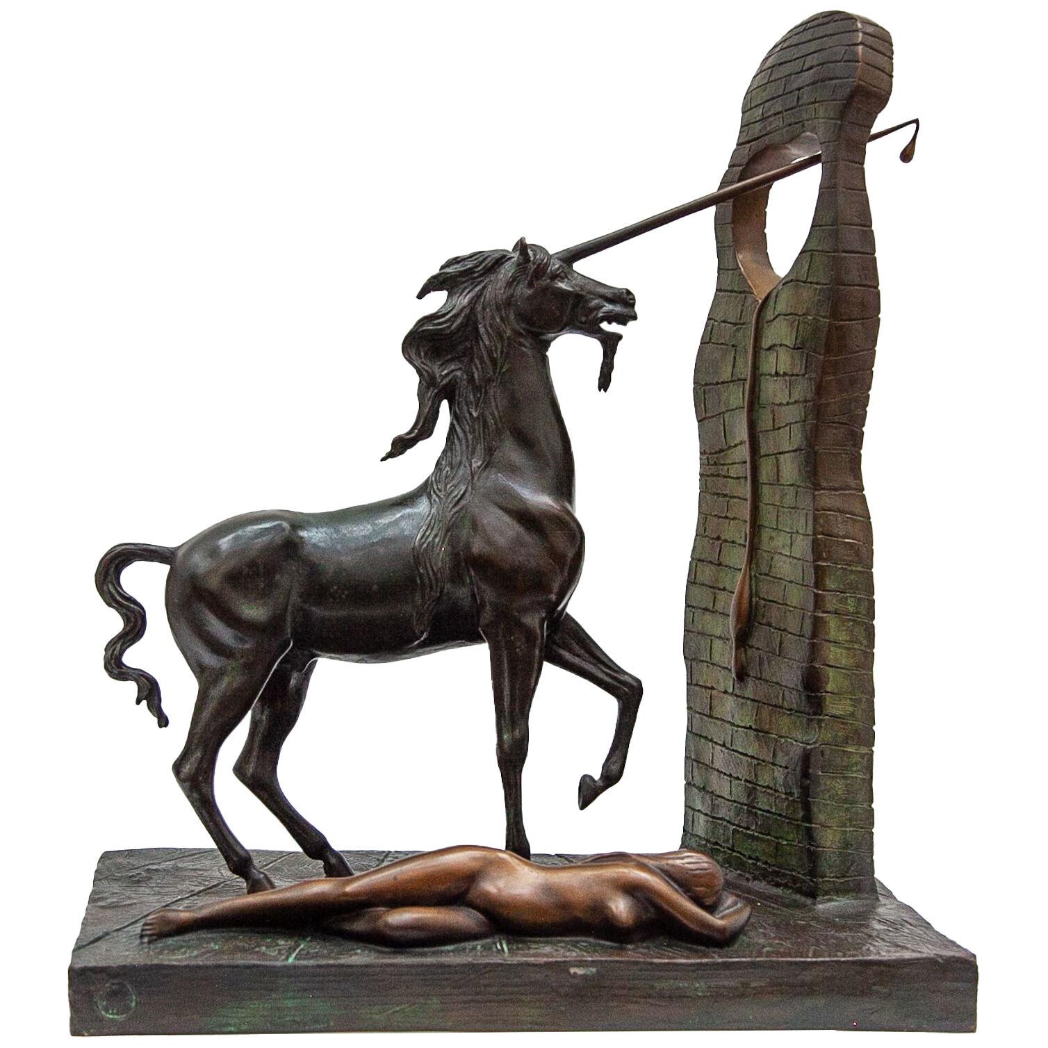 Bronze Sculpture Unicorn by Salvadore Dali 1984 numbered '70/350'
