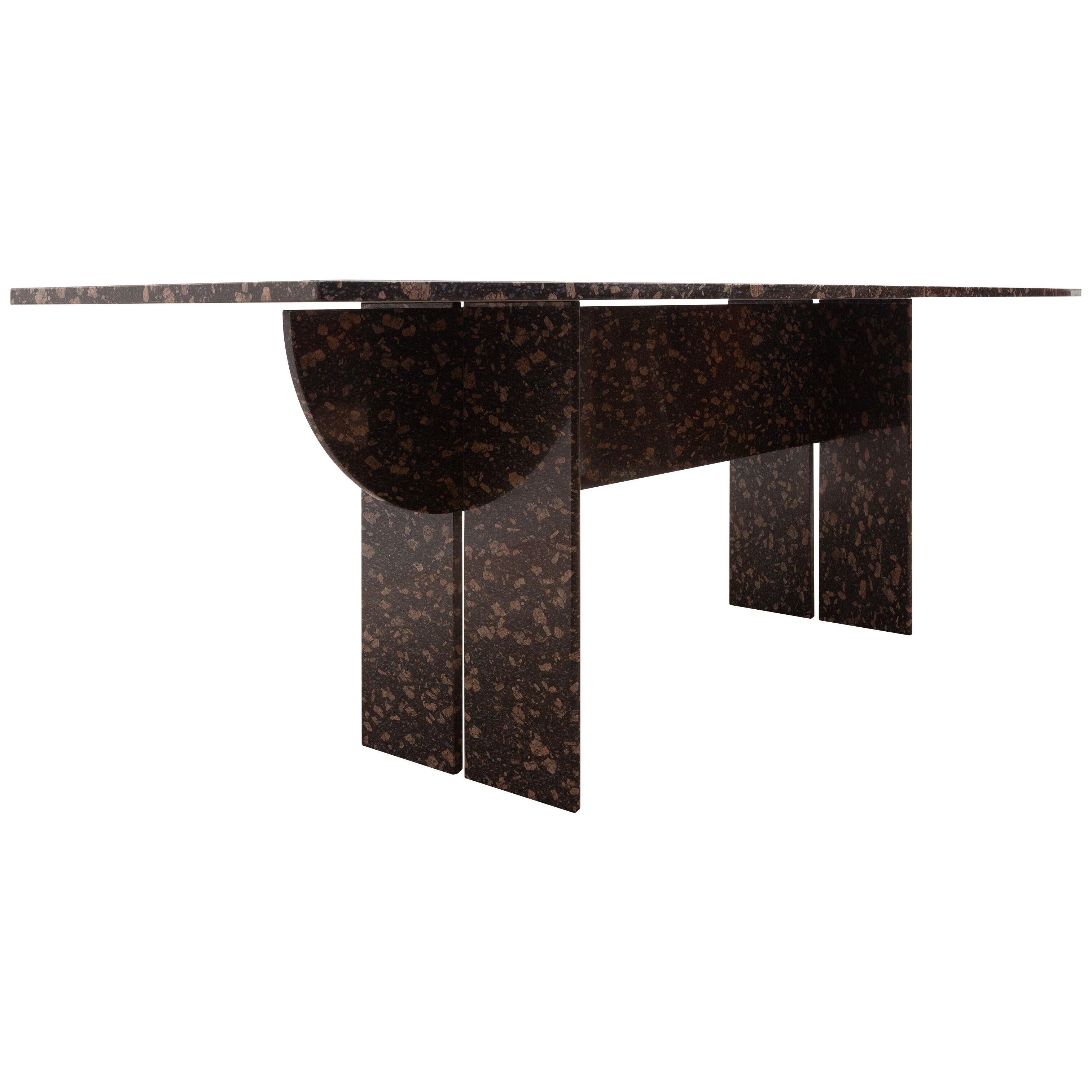Large Floating Black and Gold Marble Dining, Conference Table, 1970s, Italy
