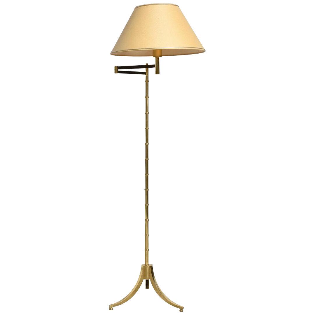 Modern Brass Floor Lamp with Adjustable Arm 1970s