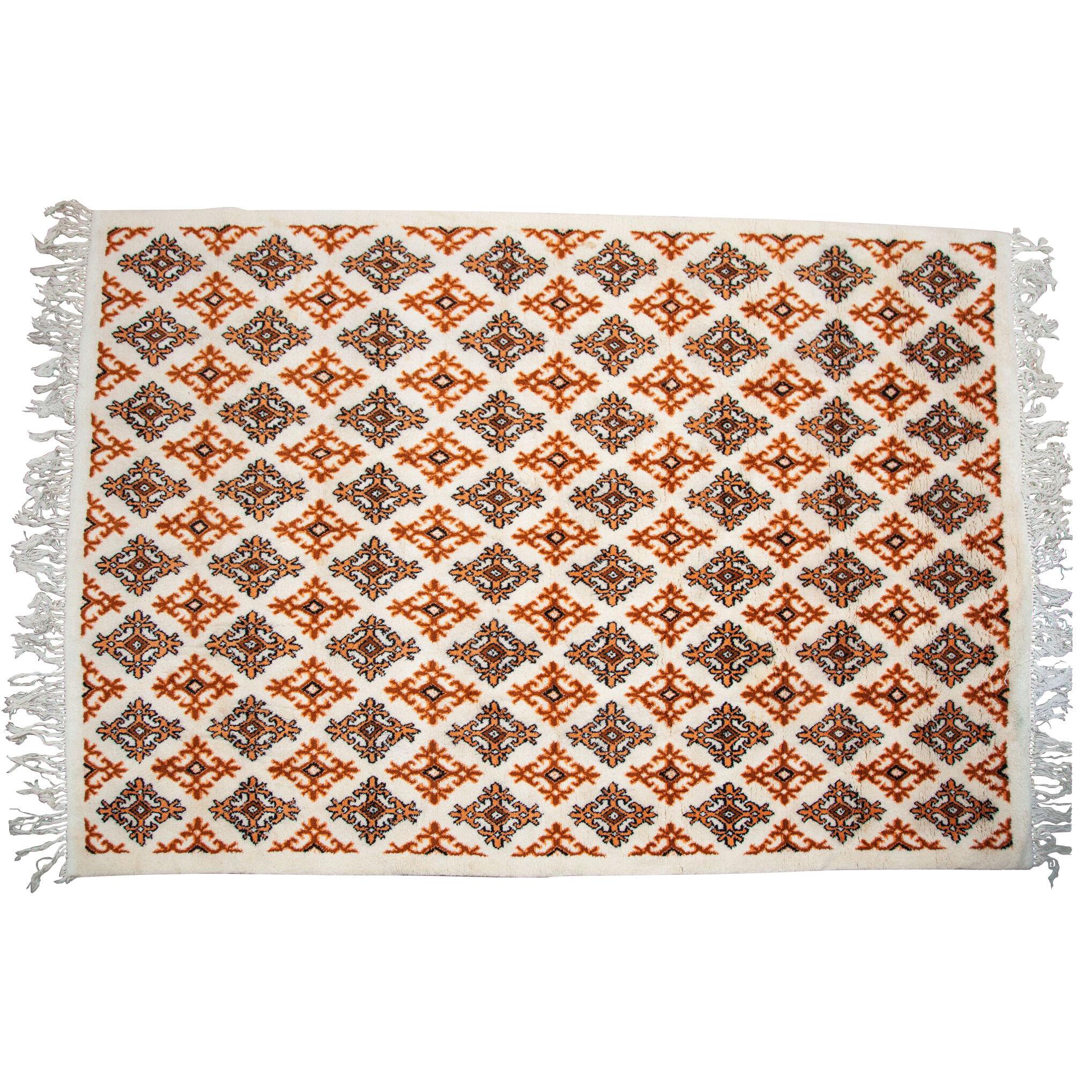 Rare Mid-Century Modern Beni Ouarain Wool Berber Rug