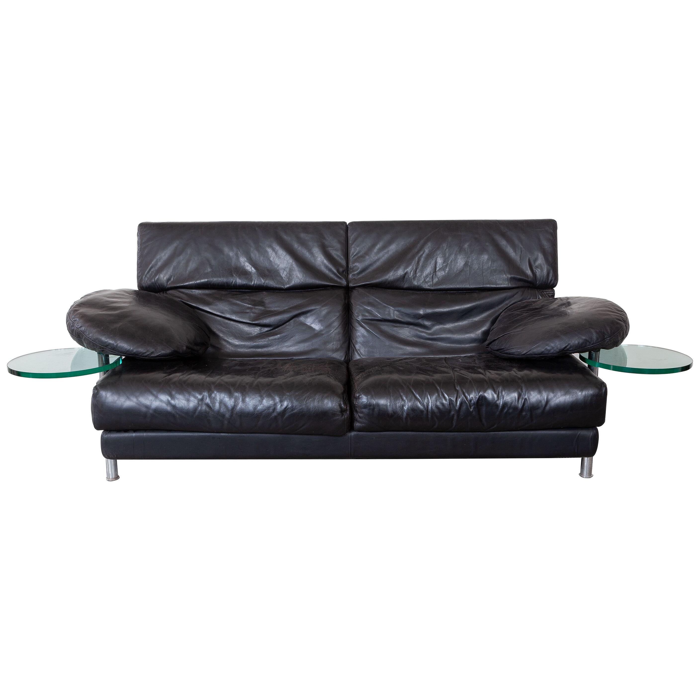  Black Leather 1980s Sofa designed by Paolo Piva "Model ARCA" for B&B, Italy