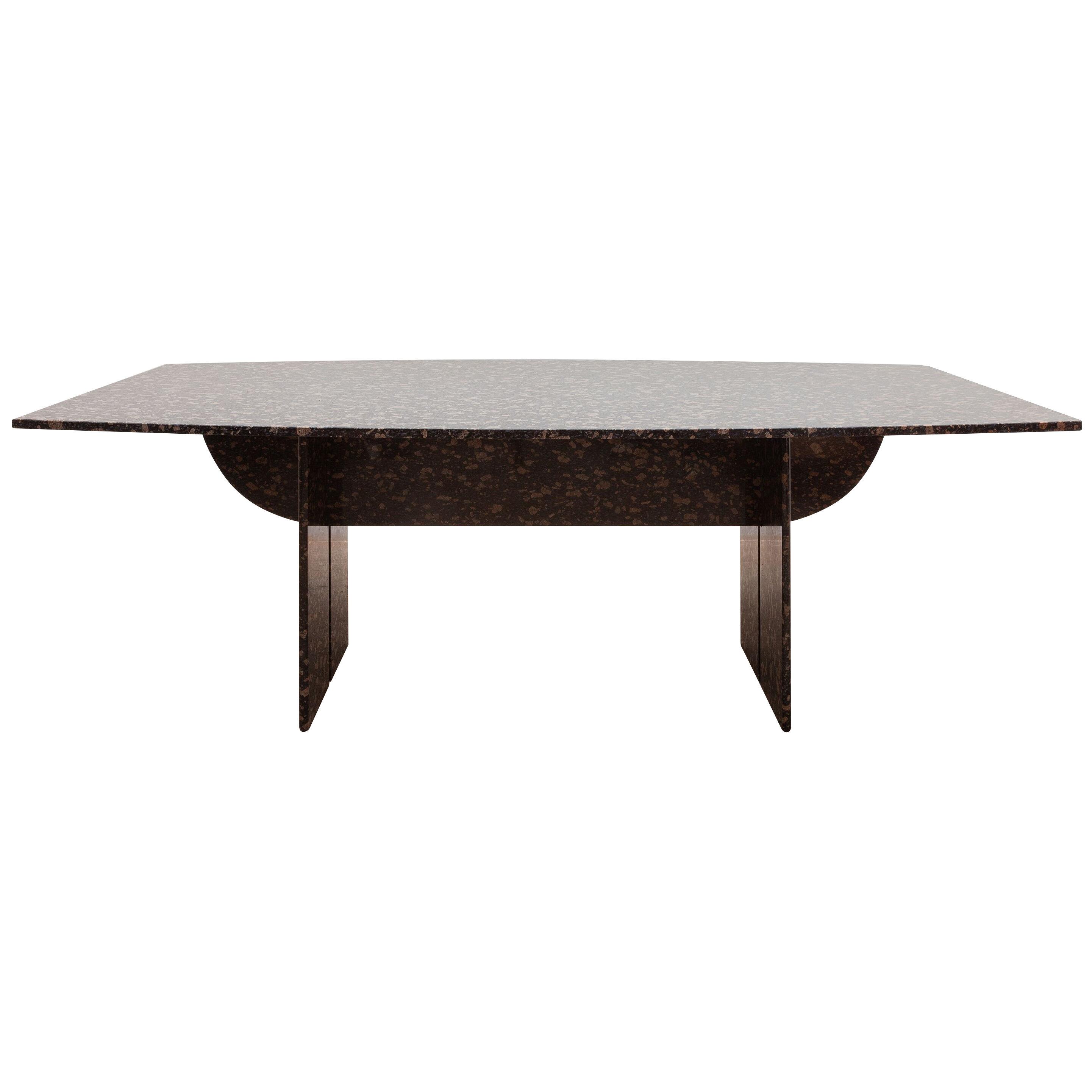 Floating Black and Gold Marble Dining, Conference Table, 1970s, Italy