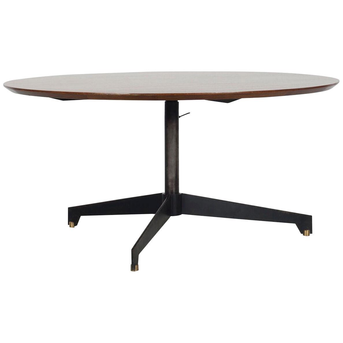 Height Adjustable Round Teakwood Table from the Italian, 1950s