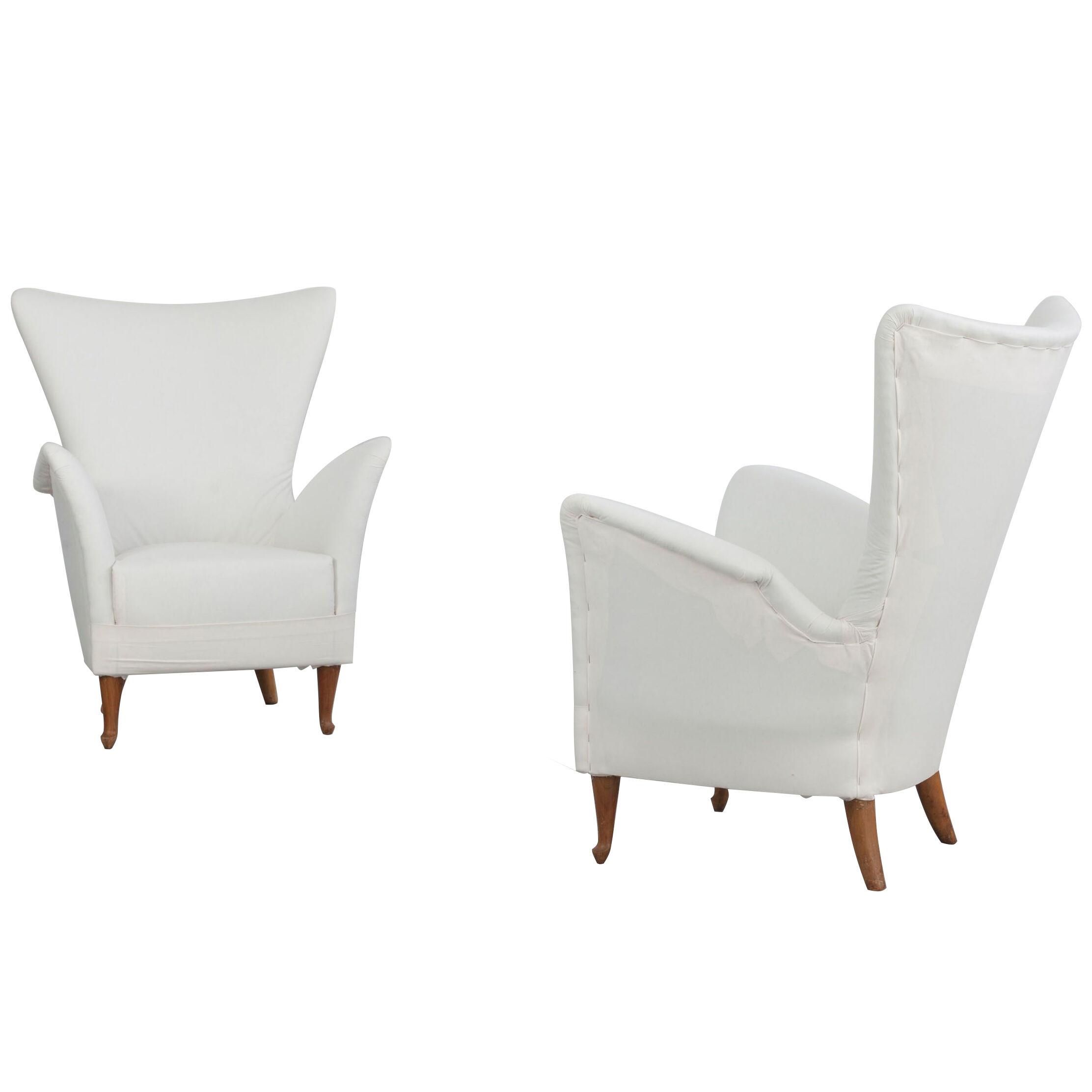 Set of Two Italian Ponti Stile Armchairs from Italy, 1950s