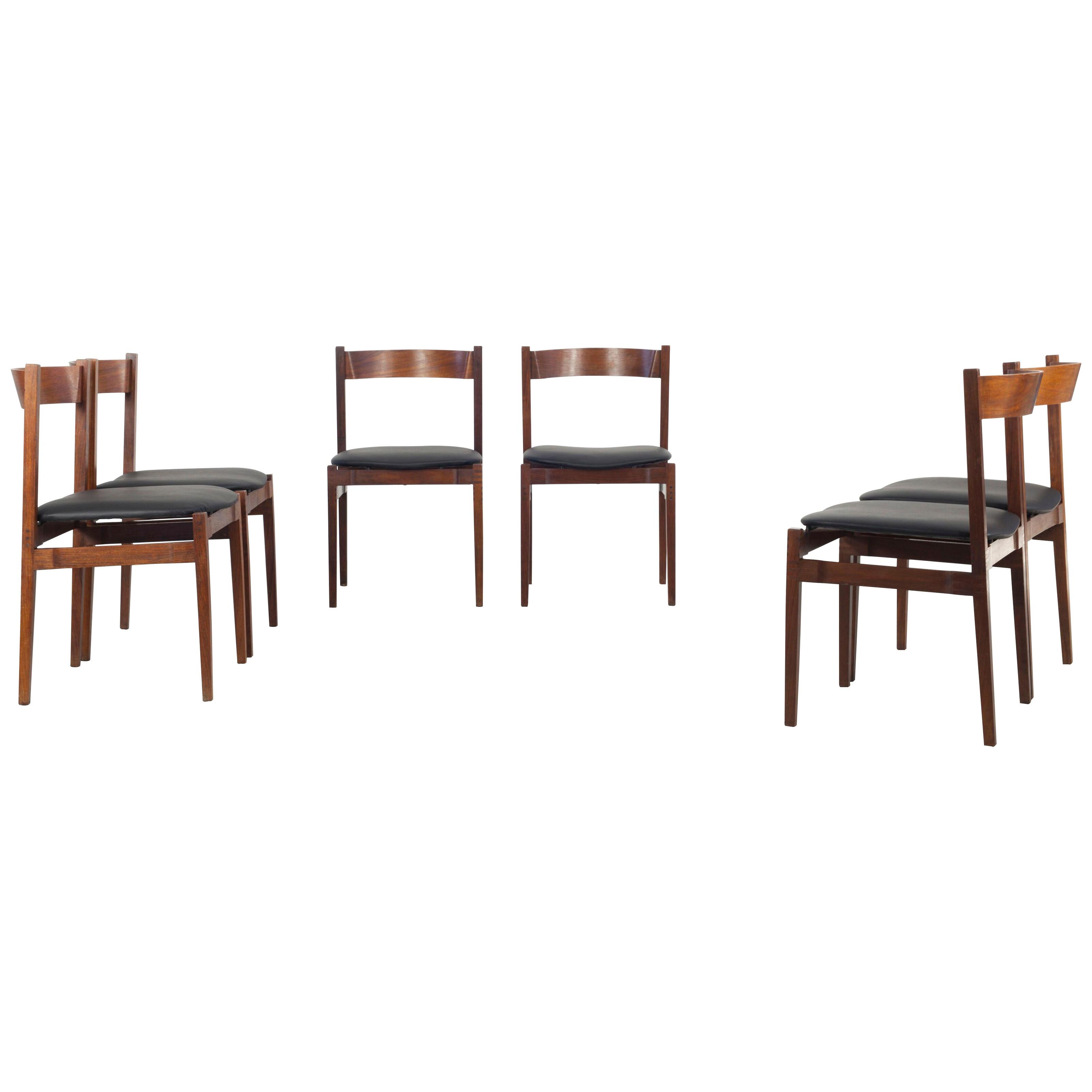 Set of 6 "Model 101" Dining Chairs, Designed by Gianfranco Frattini, Cassina