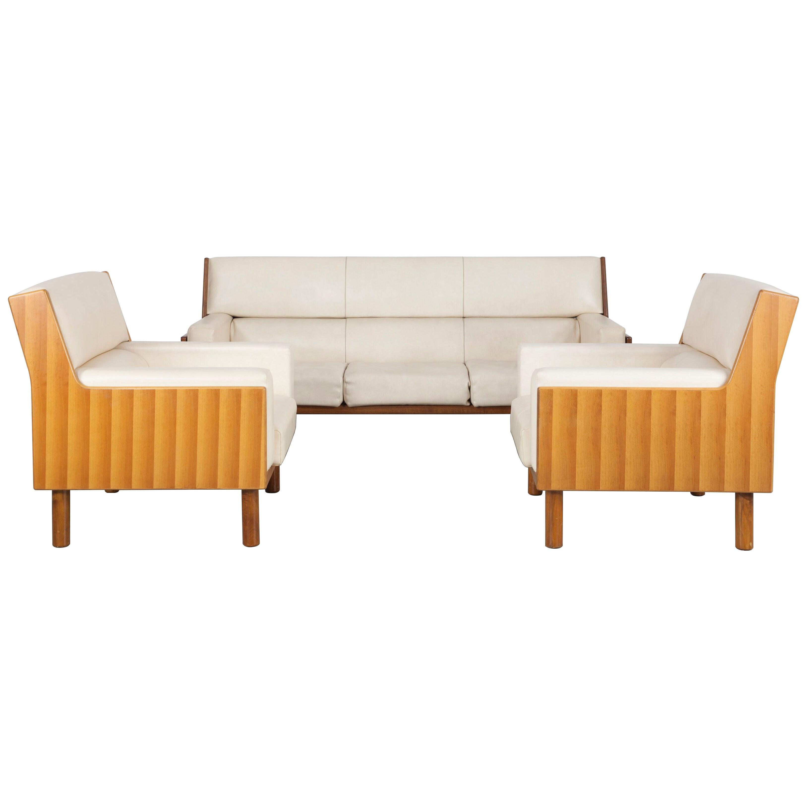 Set of 2 Armchairs and 1 Couch, Manufactured by Anonima Castelli Bologna, 1950s