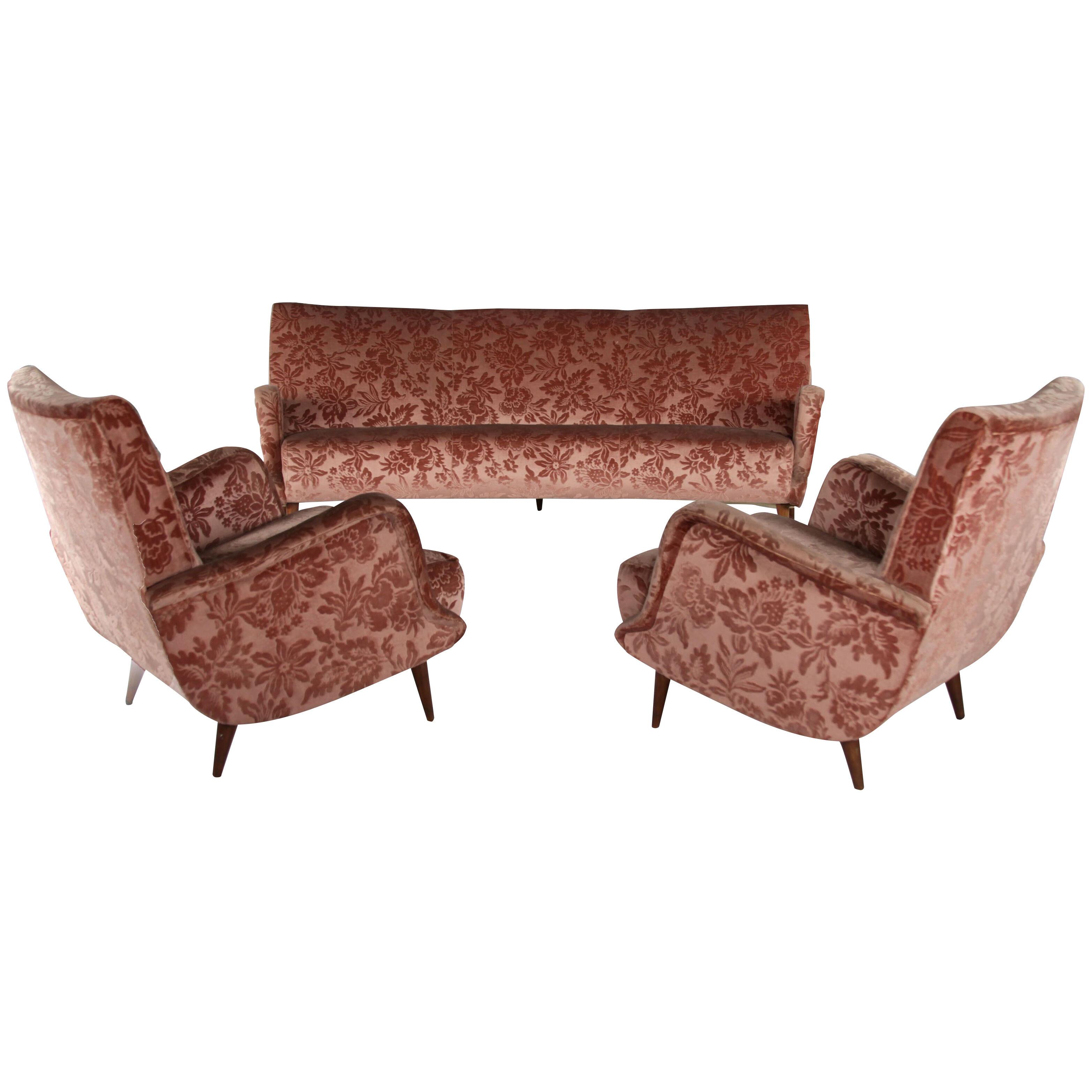 Set of 2 Armchairs and 1 Sofa from "806" Series, by Carlo de Carli, Cassina