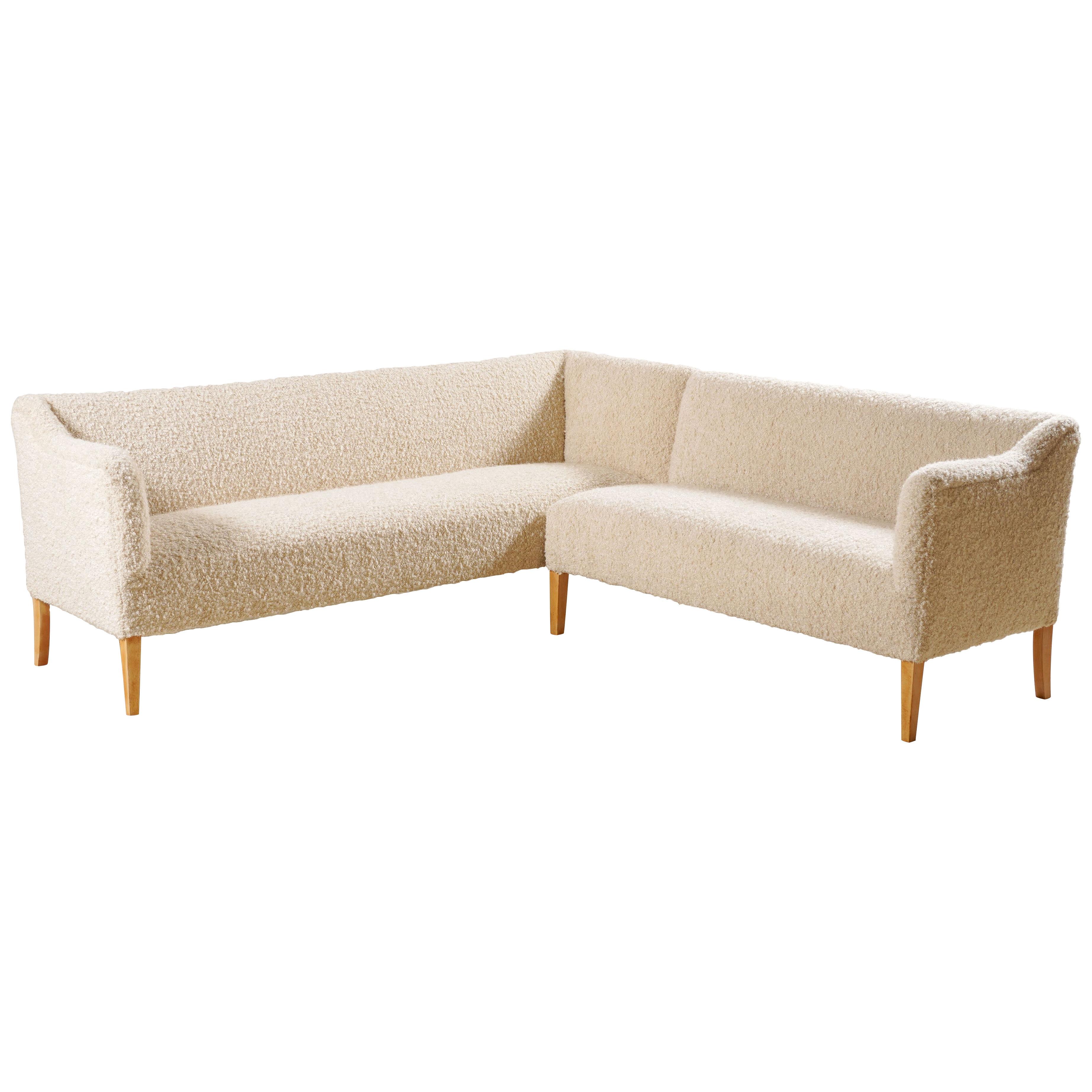 Danish Corner Sofa, Original Piece from the 1950s Newly Upholstered