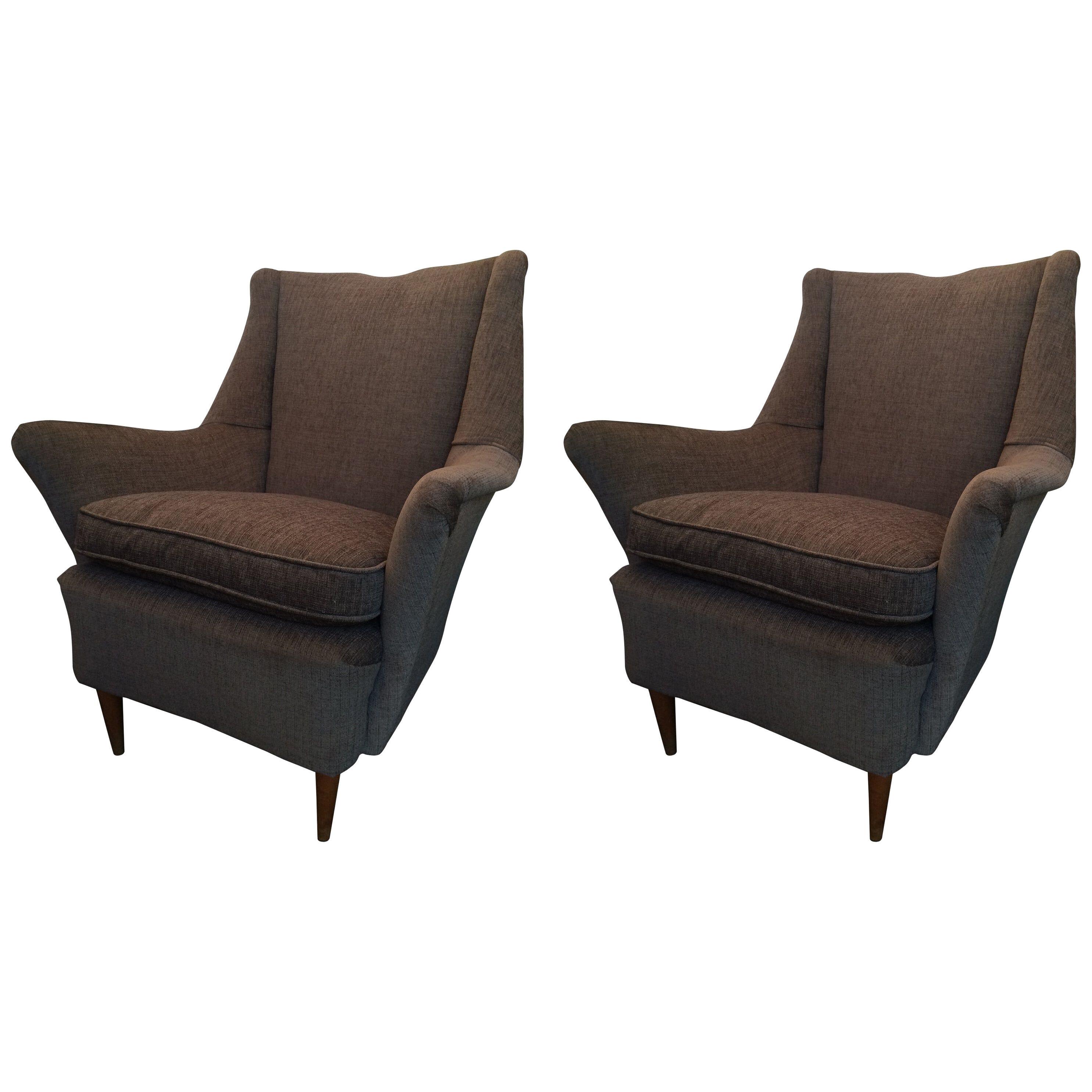 Pair of Vintage Armchairs in Gio Ponti Style