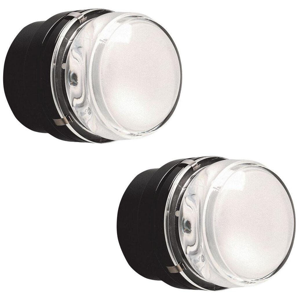 Pair of Joe Colombo 'Fresnel' Outdoor Wall Lamps for Oluce in Black