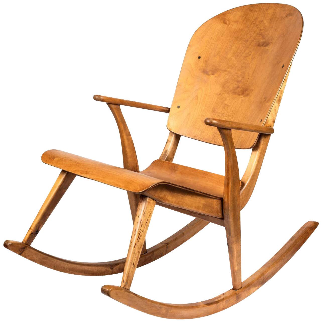 Rare 1940s Rocking Chair by Ilmari Tapiovaara