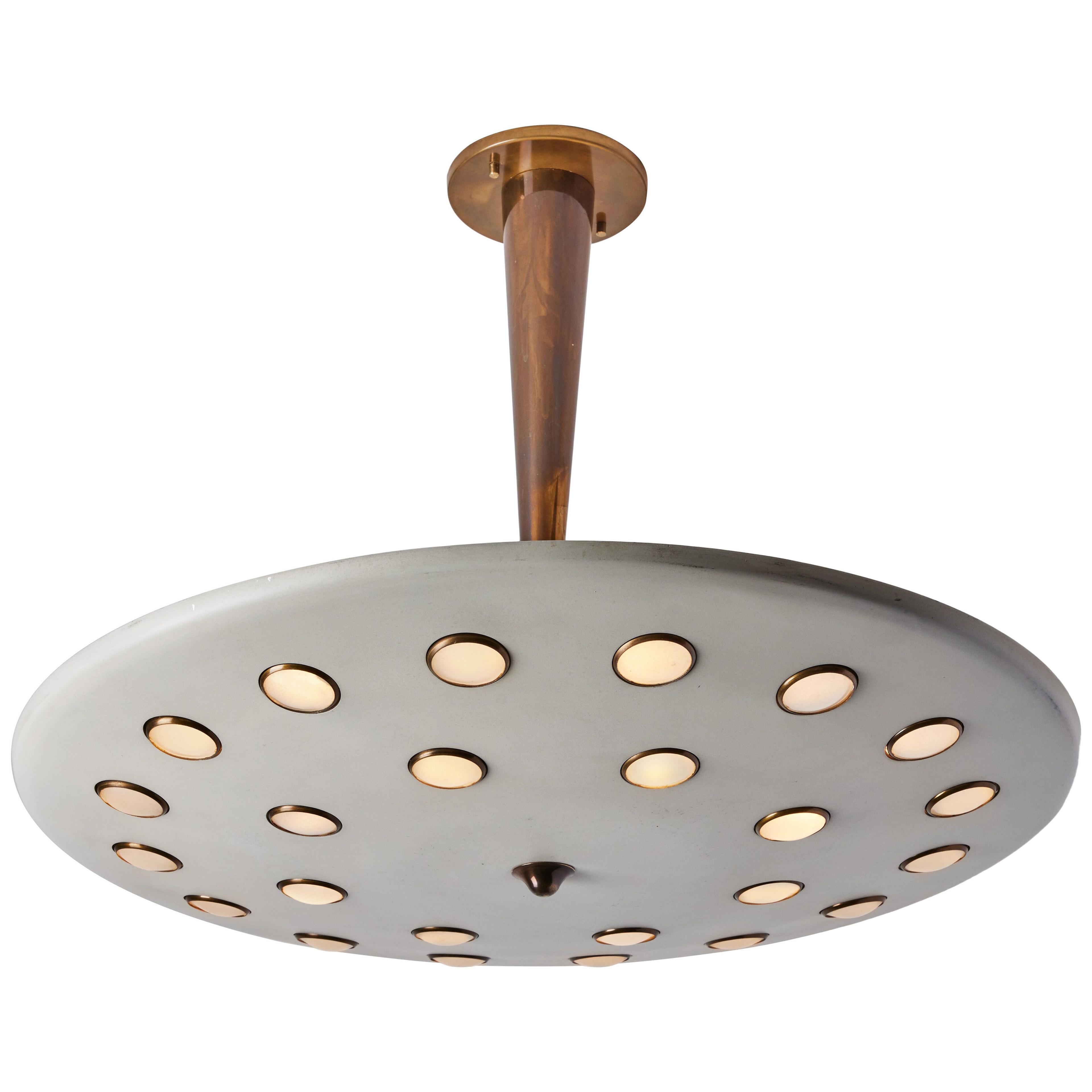 1950s Gino Sarfatti Metal & Glass Circular Ceiling Lamp for Arteluce