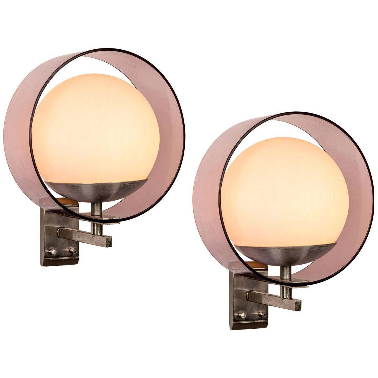 Pair of 1960s Stilux Milano 'Saturno' Wall Lamps