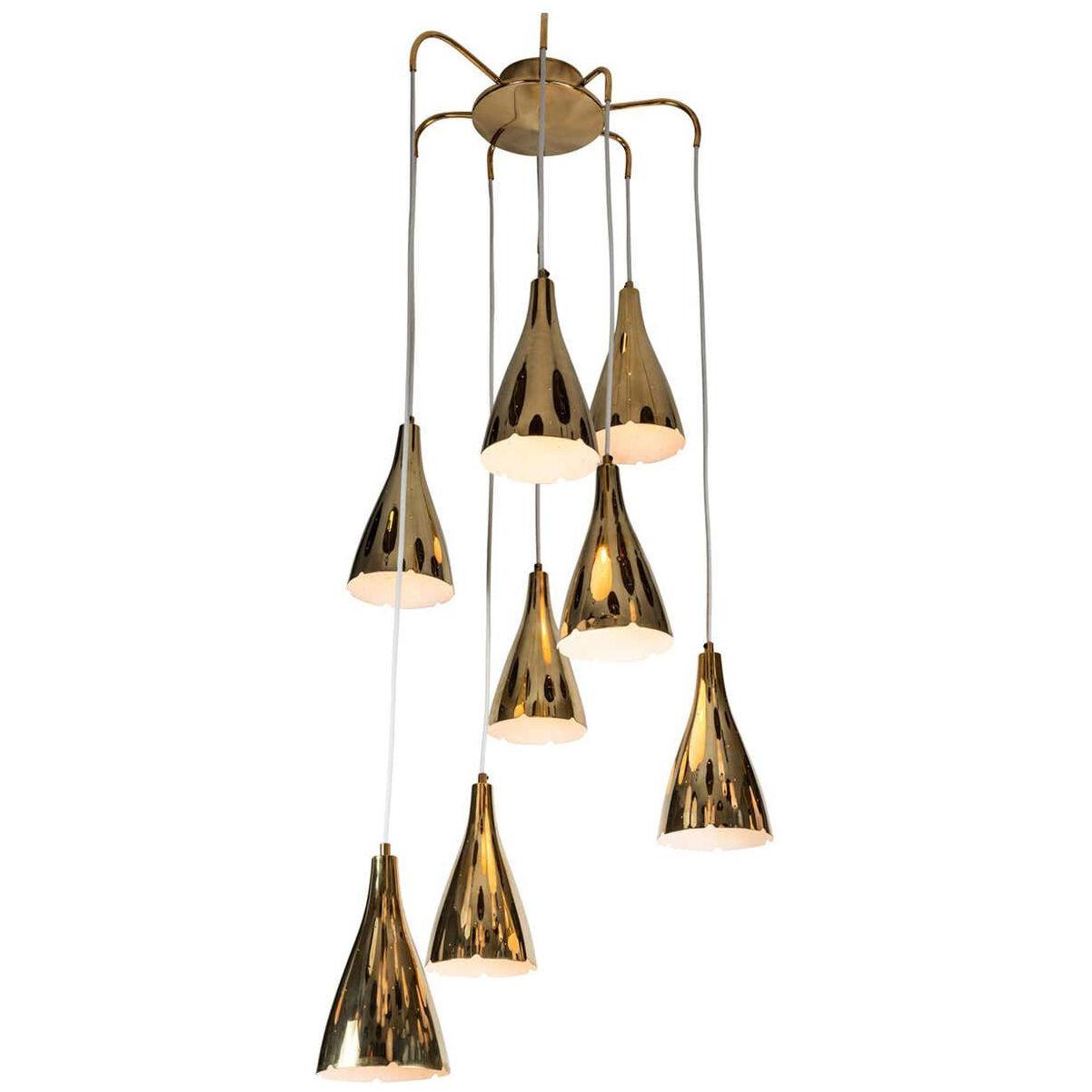 Monumental Paavo Tynell Model 1994/8 Perforated Brass Chandelier
