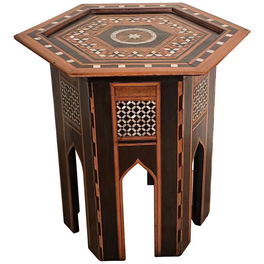 Ottoman Empire Mixed Woods Inlaid Table, circa 1900