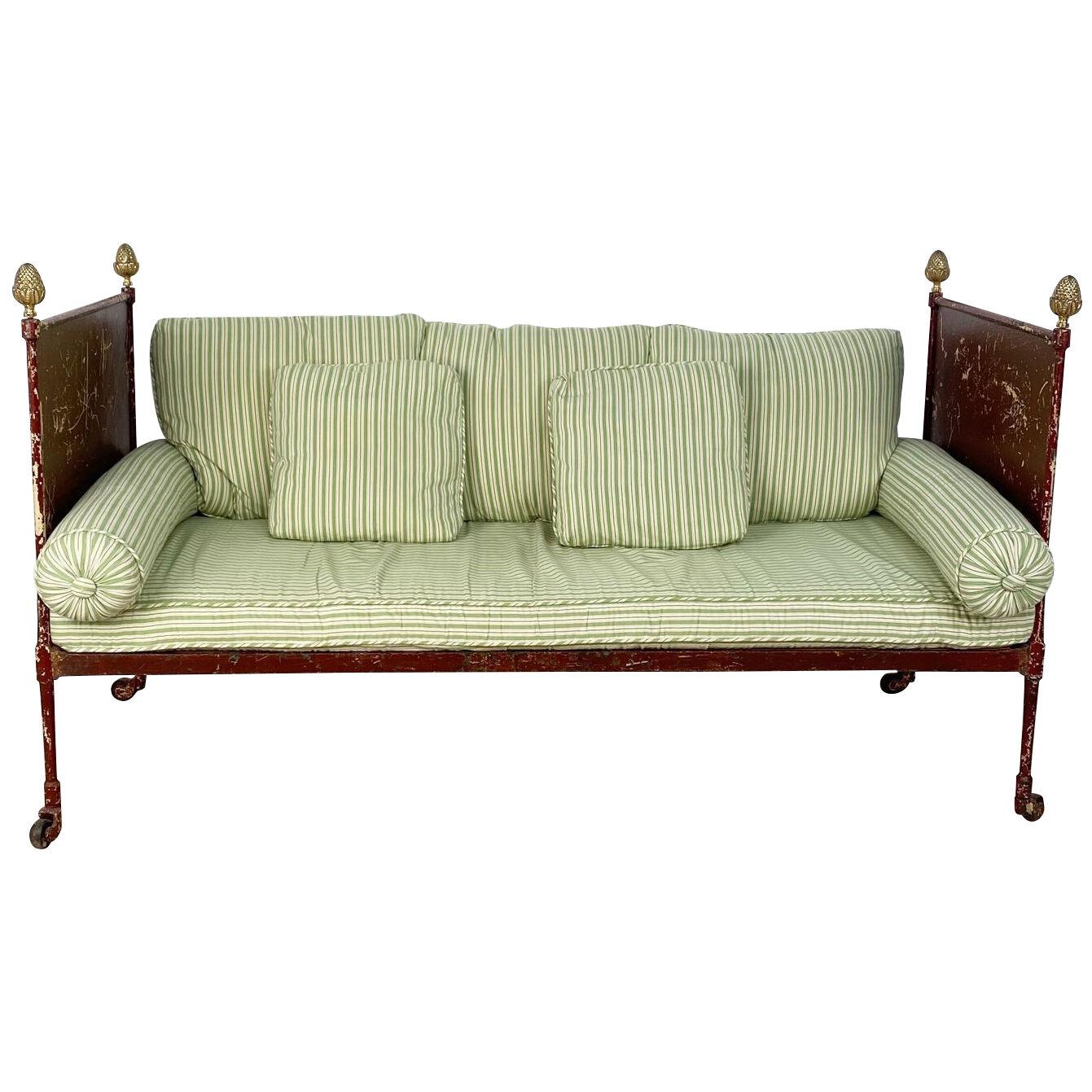 19th Century Painted Metal Tole French Campaign Bed, circa 1830