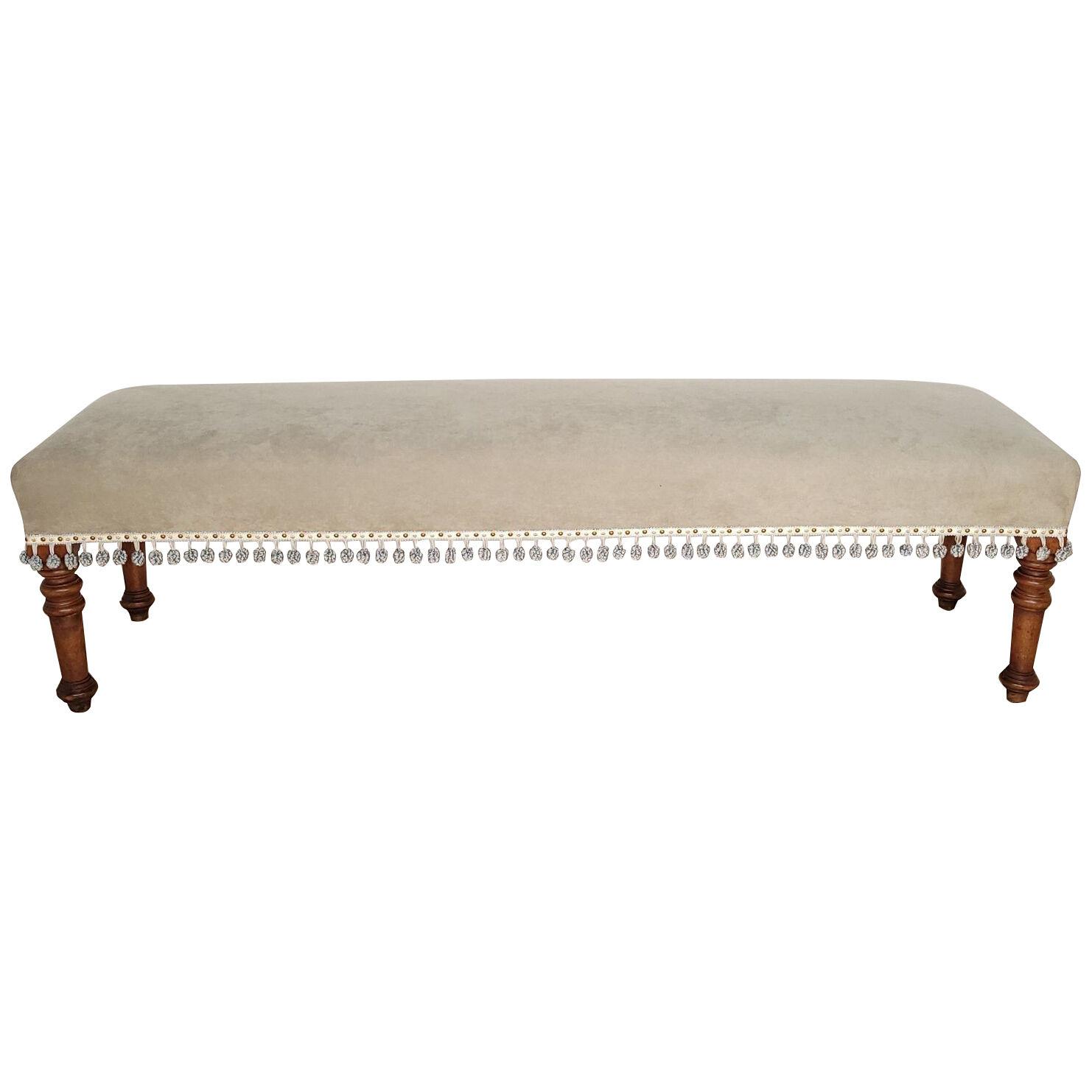 Long Victorian Upholstered Bench, circa 1890