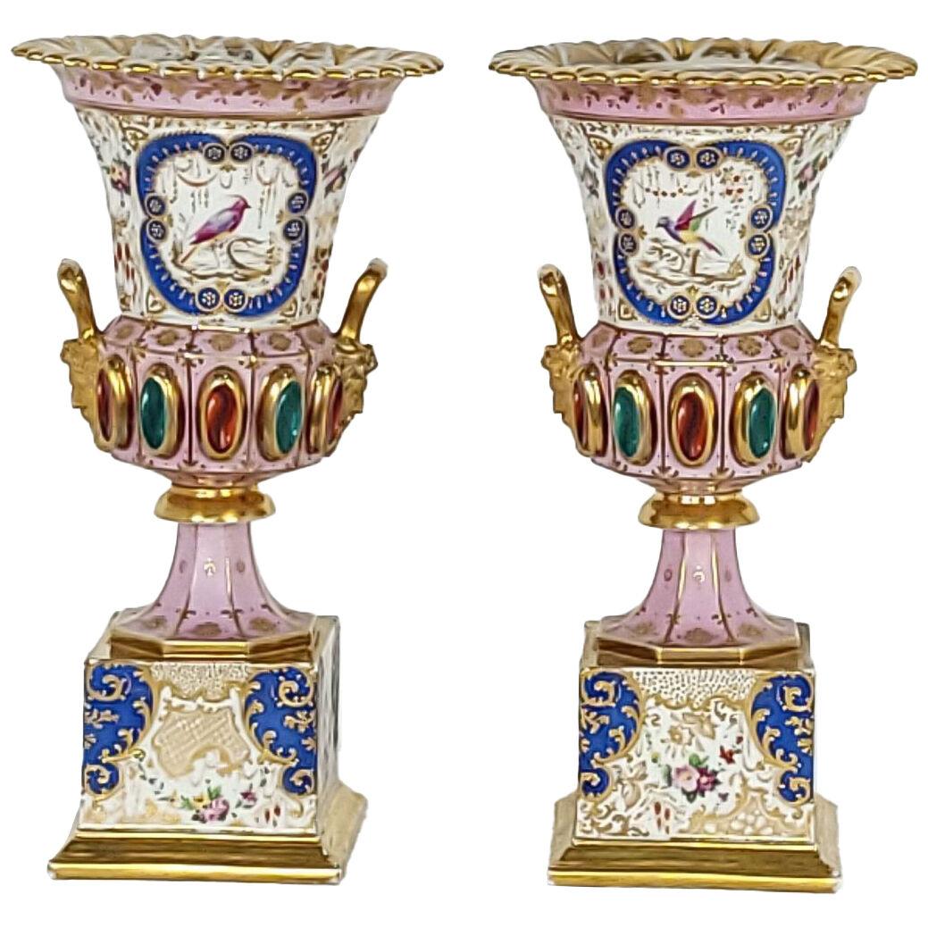 Pair of Continental Porcelain Campagna Urns, circa 1820
