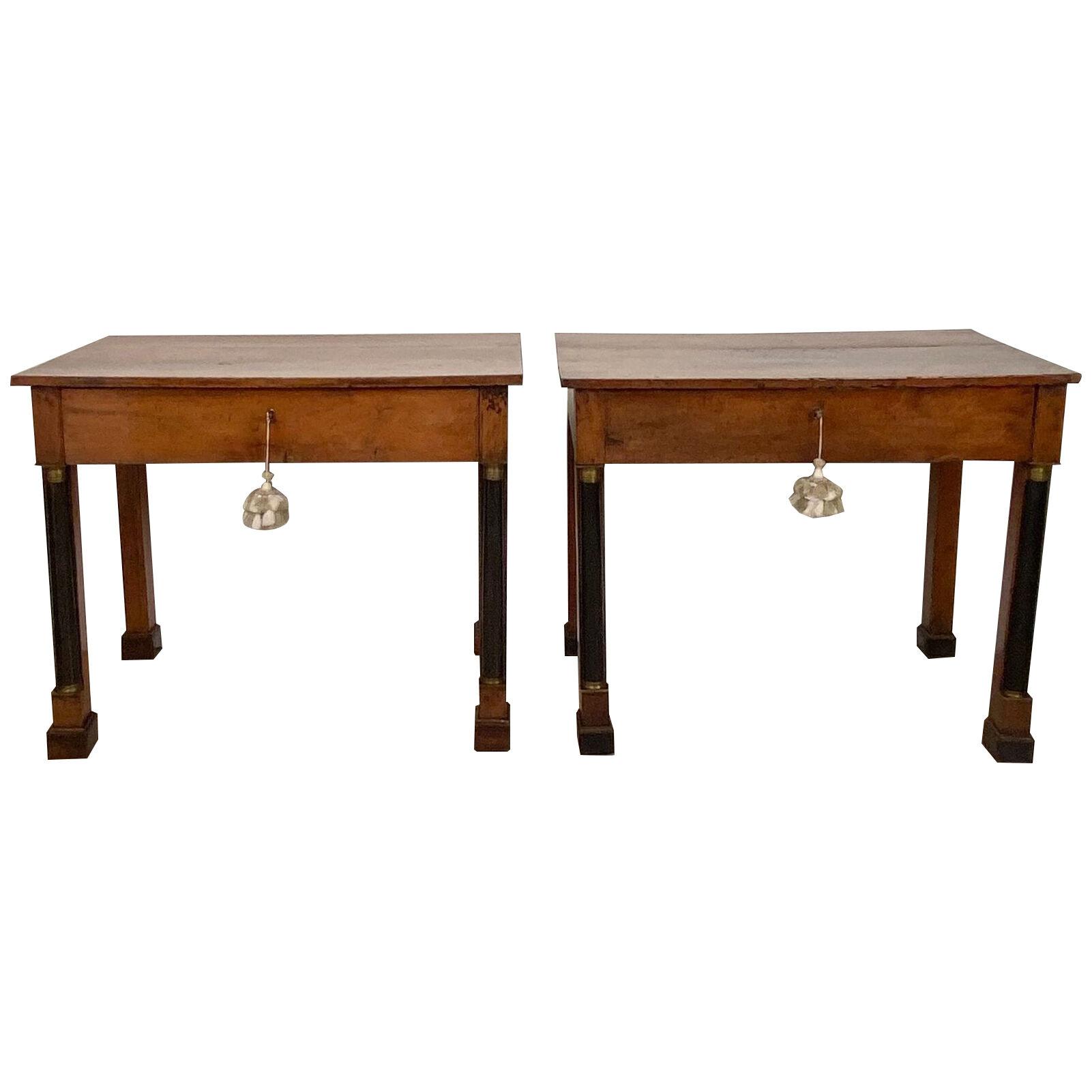 Pair of French Empire One-Drawer Tables, circa 1825