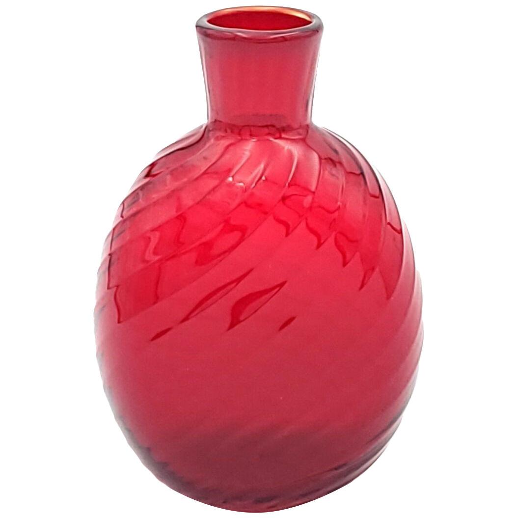 Small Red Glass Flask/Vase, marked Pairpoint, U.S.A. circa 1920