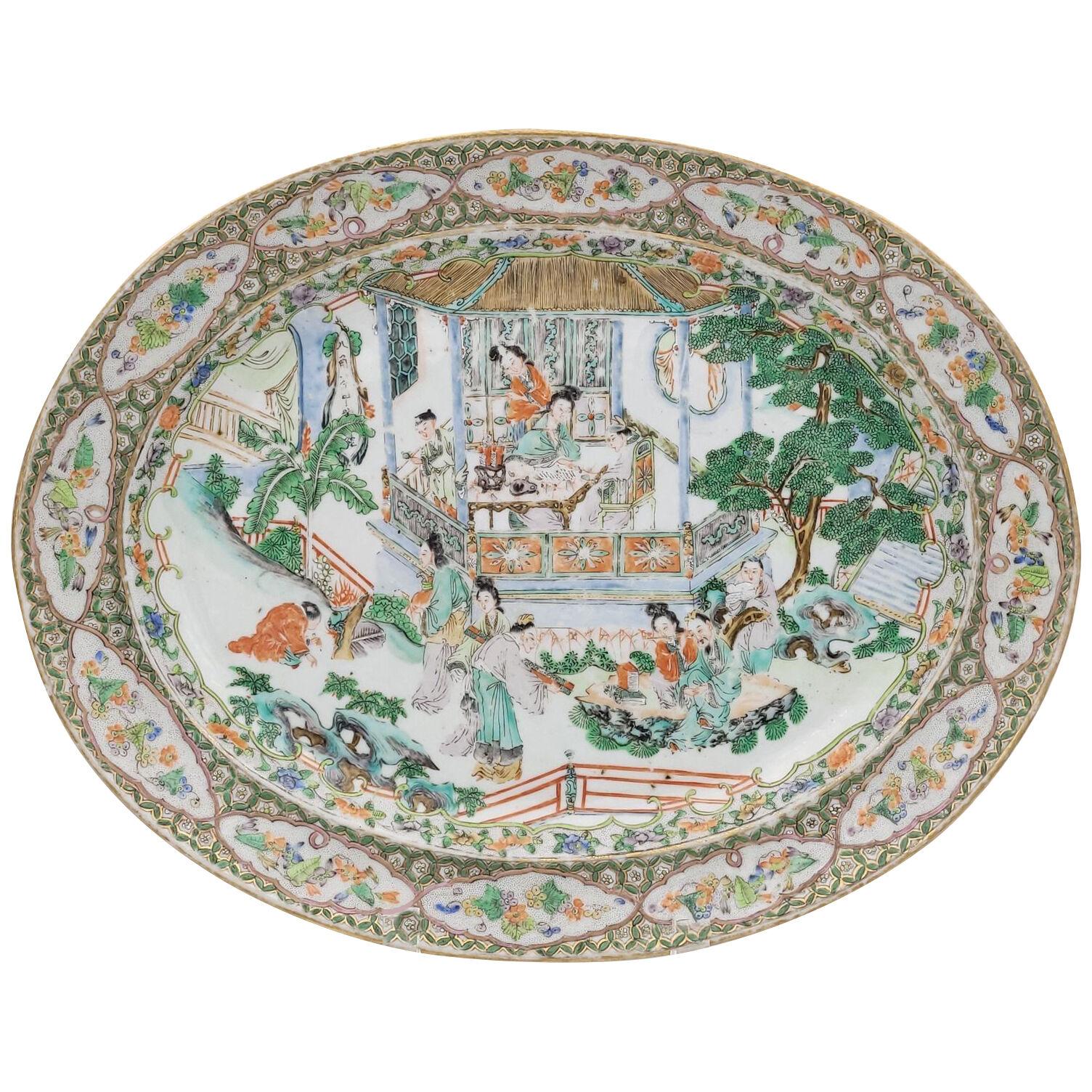 19th Century Famille Verte Platter, China circa 1850
