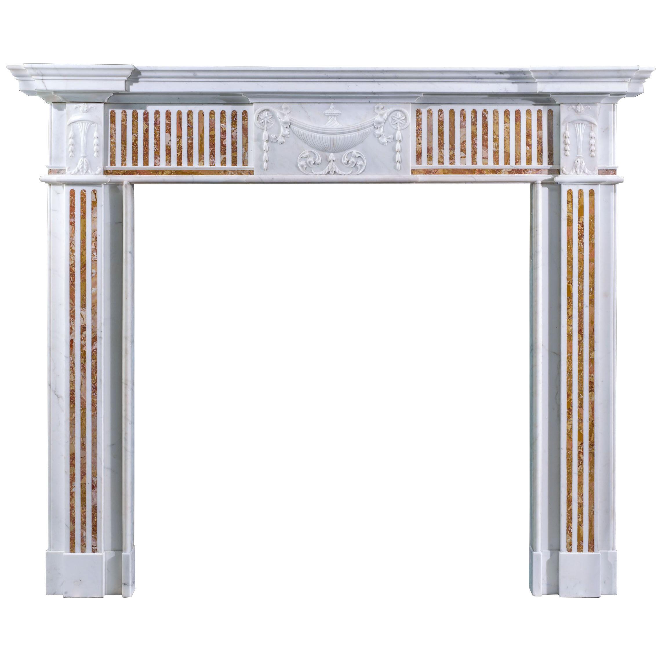 Neoclassical Inlaid Marble Fireplace