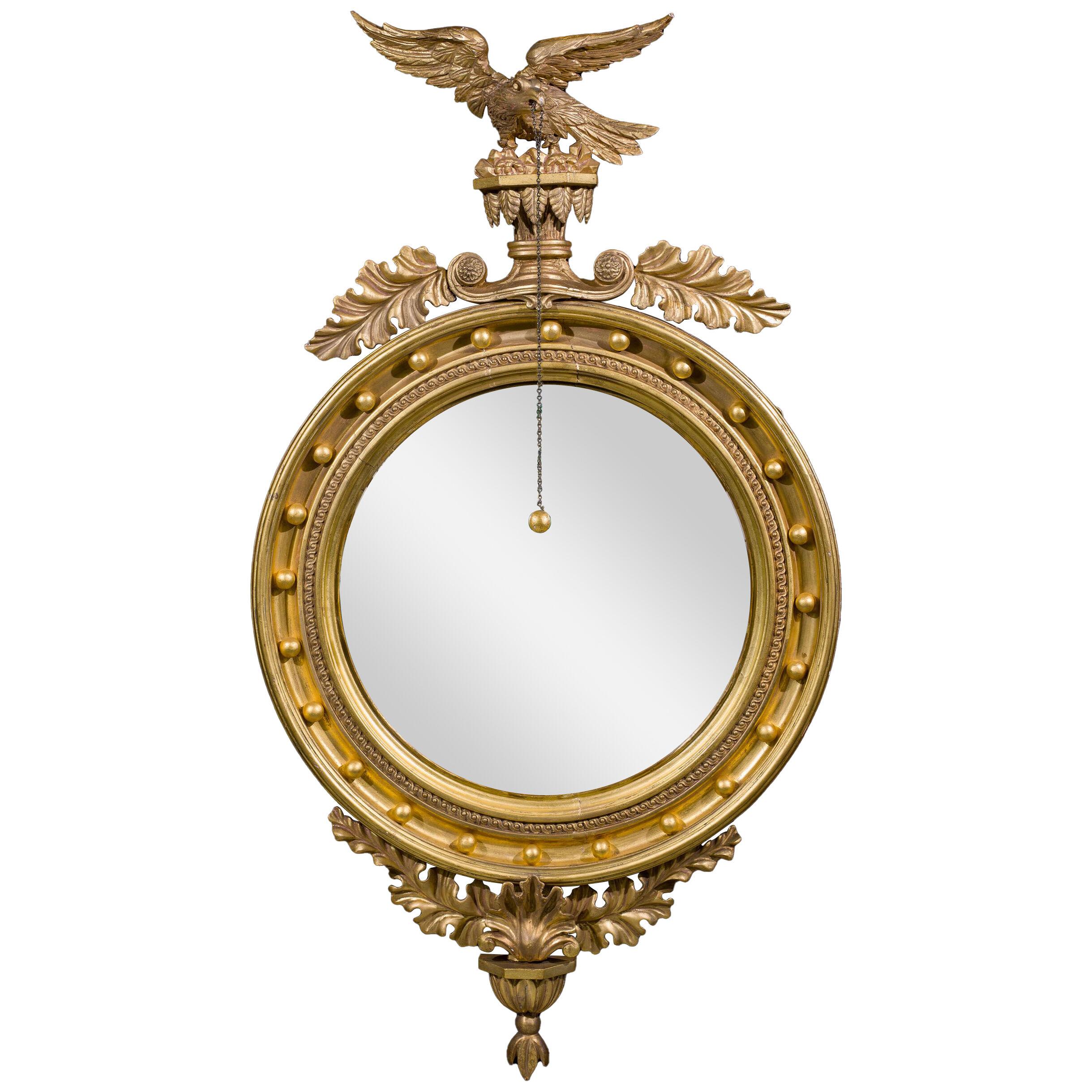 American 19th Century Convex Gilt Mirror