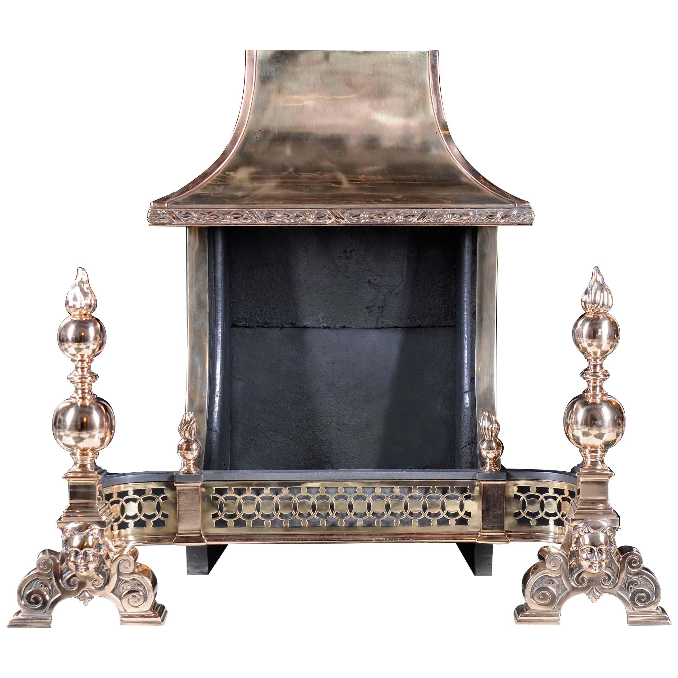 A Baroque Style Hooded Victorian Fire Grate