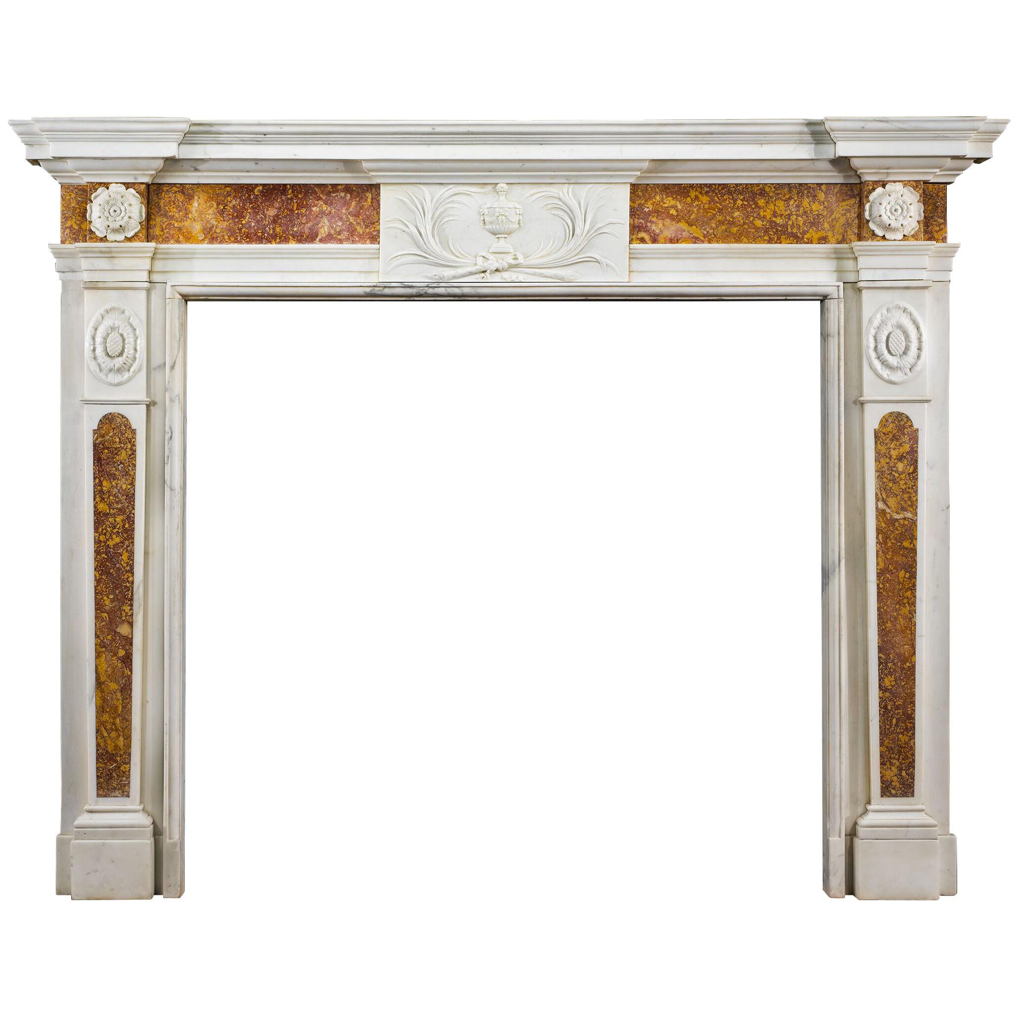 An 18th century Statuary and Brocatelle Marble Chimneypiece