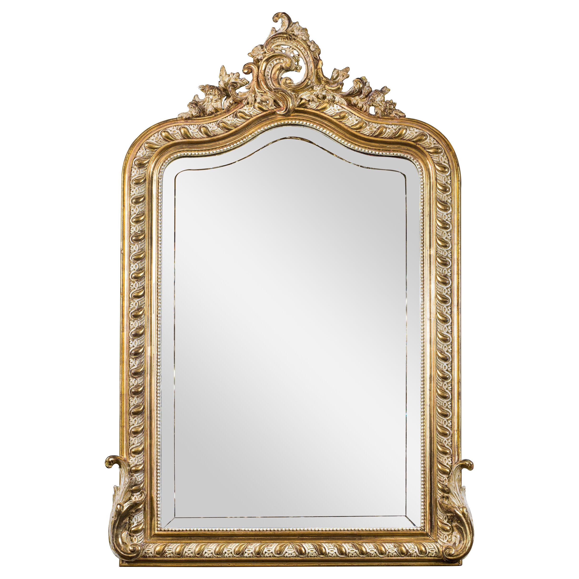 French Parcel-Gilt Rococo Mirror