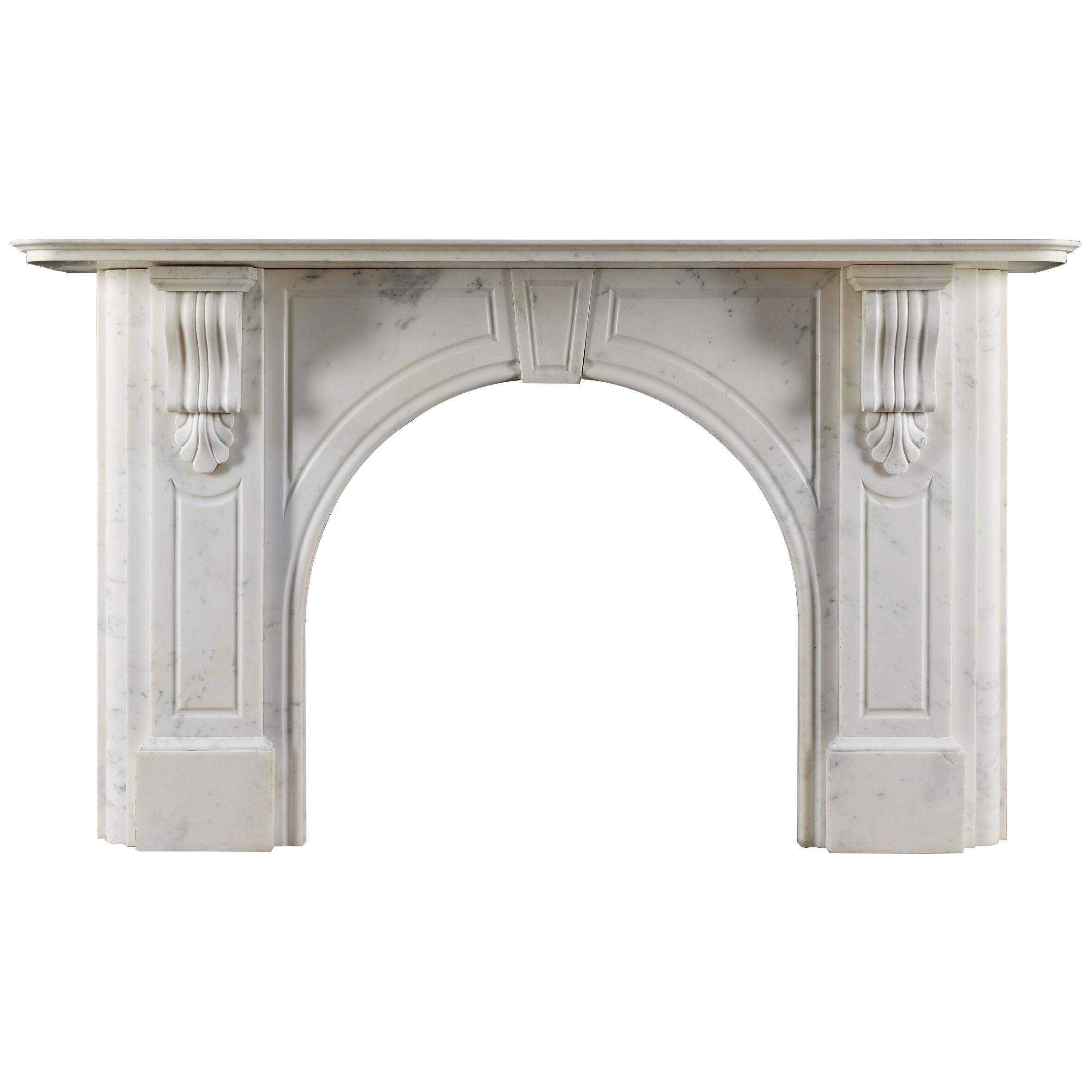 A Victorian Statuary Marble Arched Fireplace