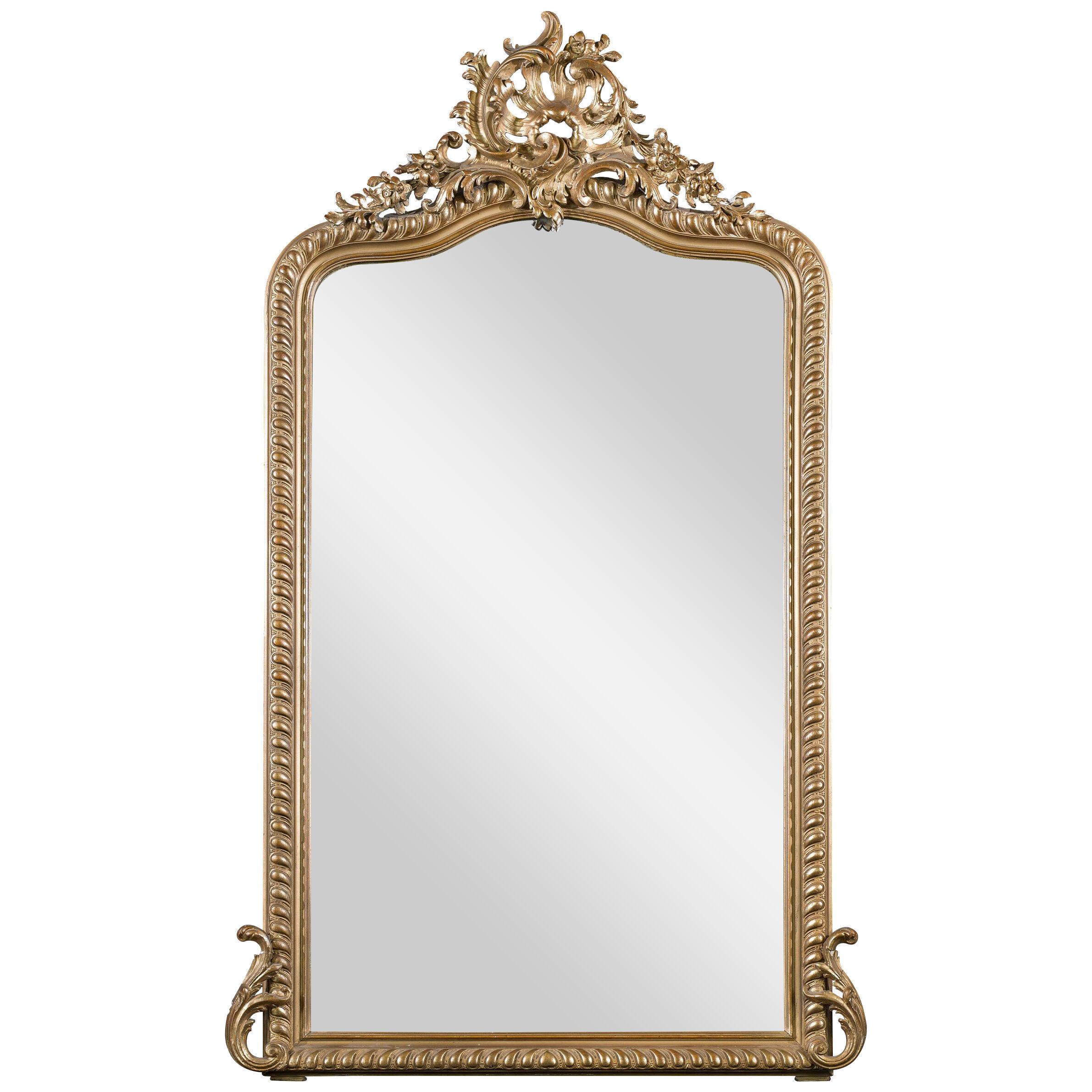 19th Century Gilt Gesso Overmantel Rococo Mirror