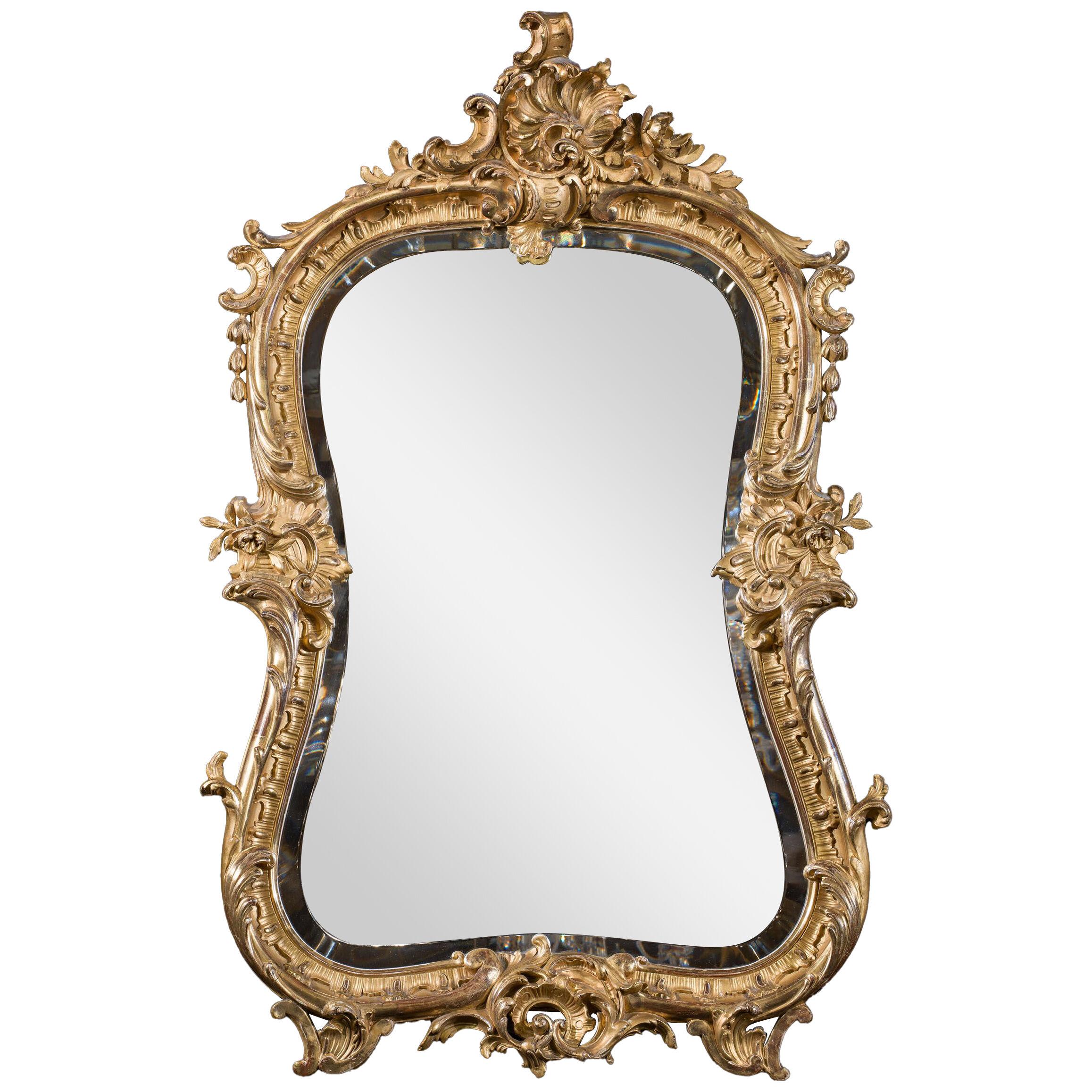 French Rococo Gilt Wall Mirror
