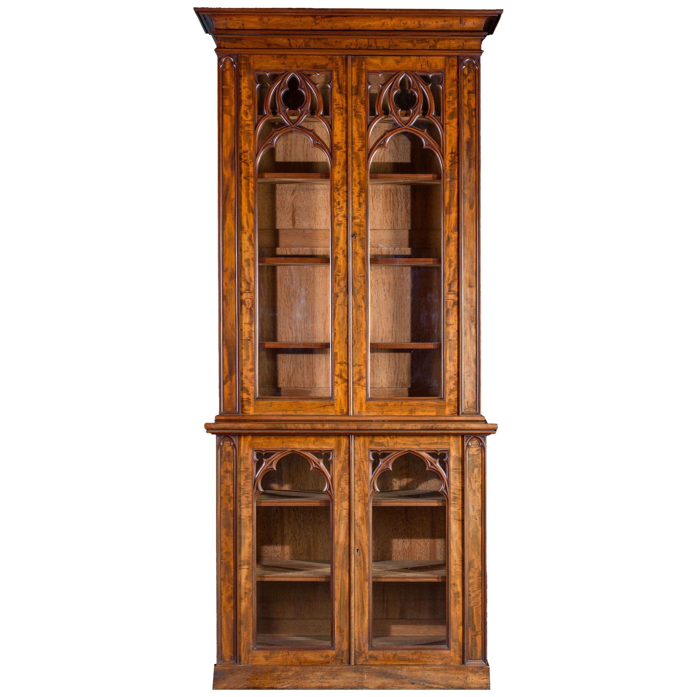 Fine Gothic Revival Glazed Bookcase