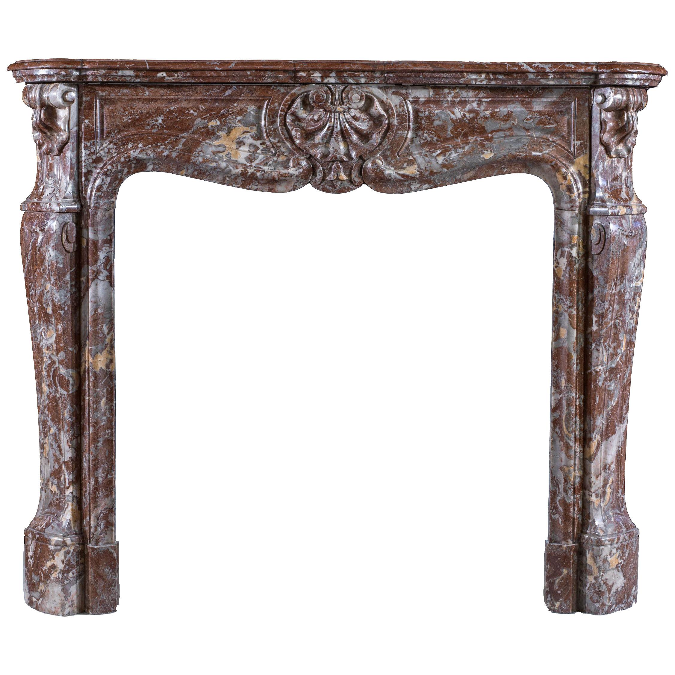 Louis XV Rococo Marble Fireplace