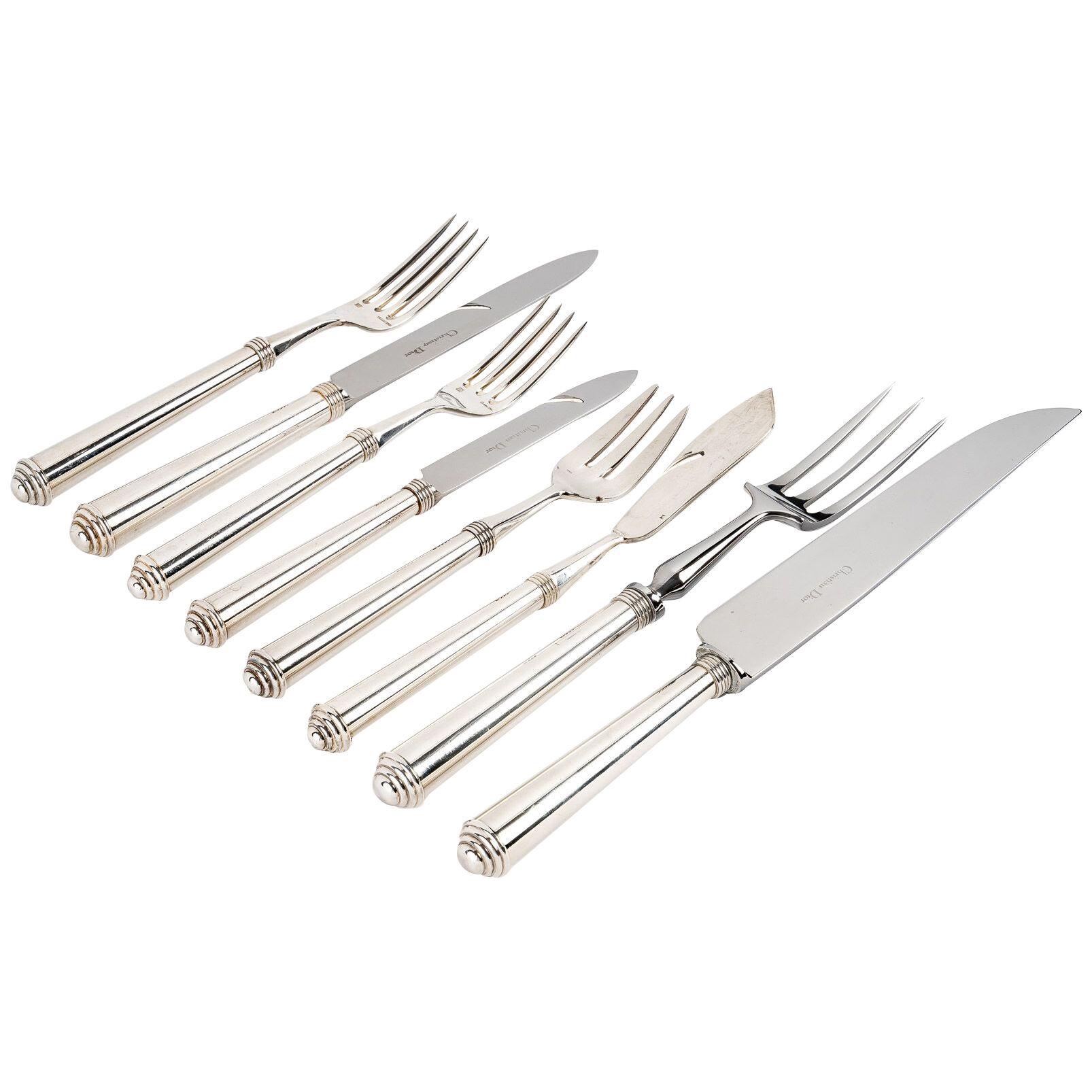 Christian Dior - Cutlery Flatware Set Rond Point Plated Silver - 54 Pieces