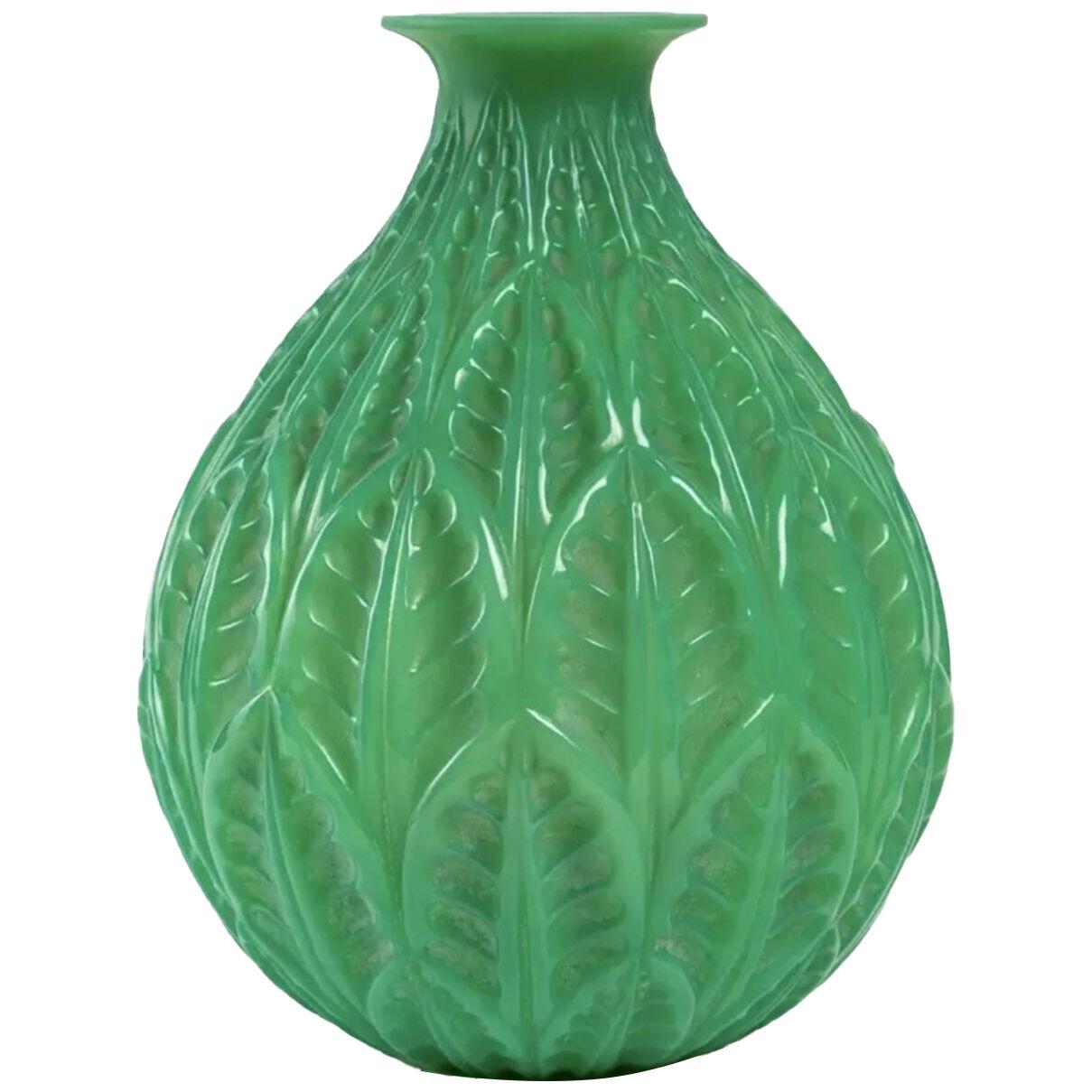 1927 René Lalique - Vase Malesherbes Double Cased Jade Green Glass