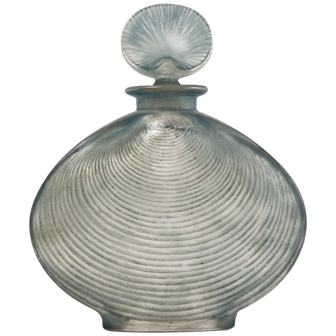 1920 René Lalique - Perfume Bottle Telline Frosted Glass With Blue Grey Patina