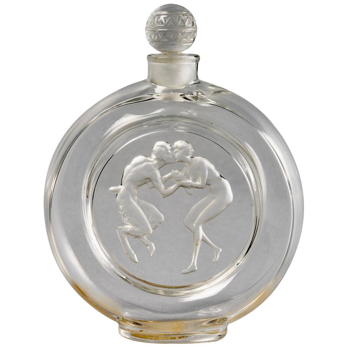 1928 René Lalique Perfume Bottle "Le Baiser du Faune" glass for Molinard