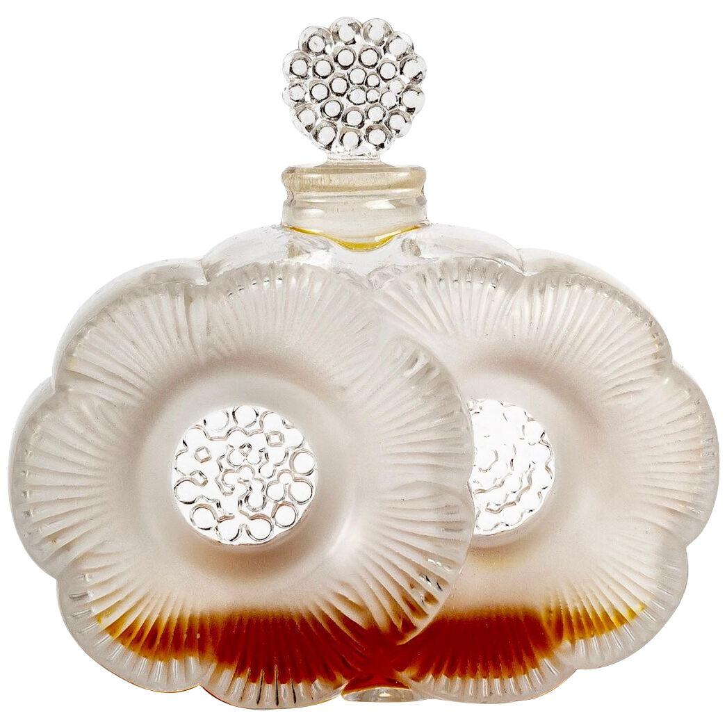 1935 René Lalique - Perfume Bottle Deux Fleurs Clear And Frosted Glass