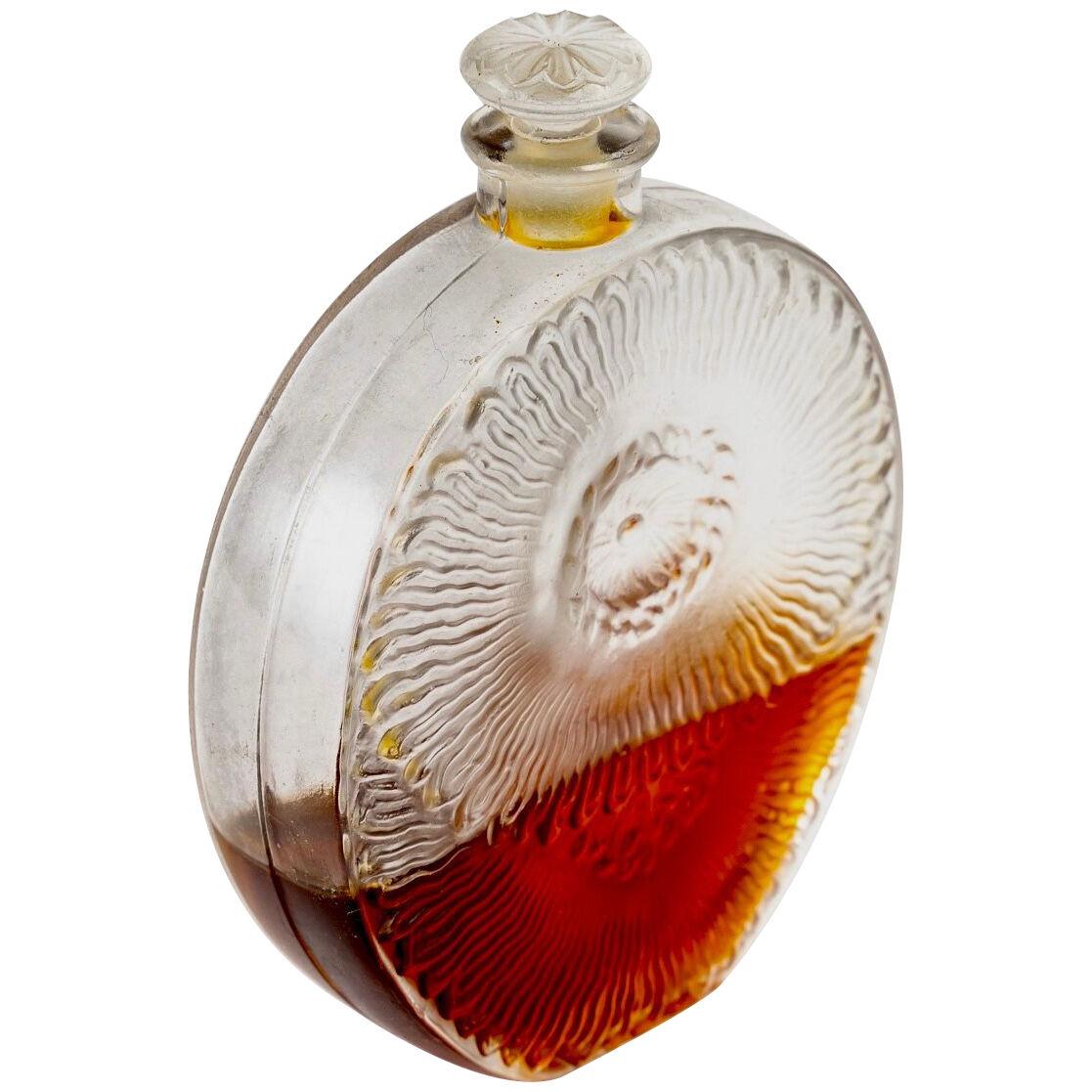 1927 René Lalique Perfume Bottle Pavots d'Argent Clear Glass For Roger & Gallet