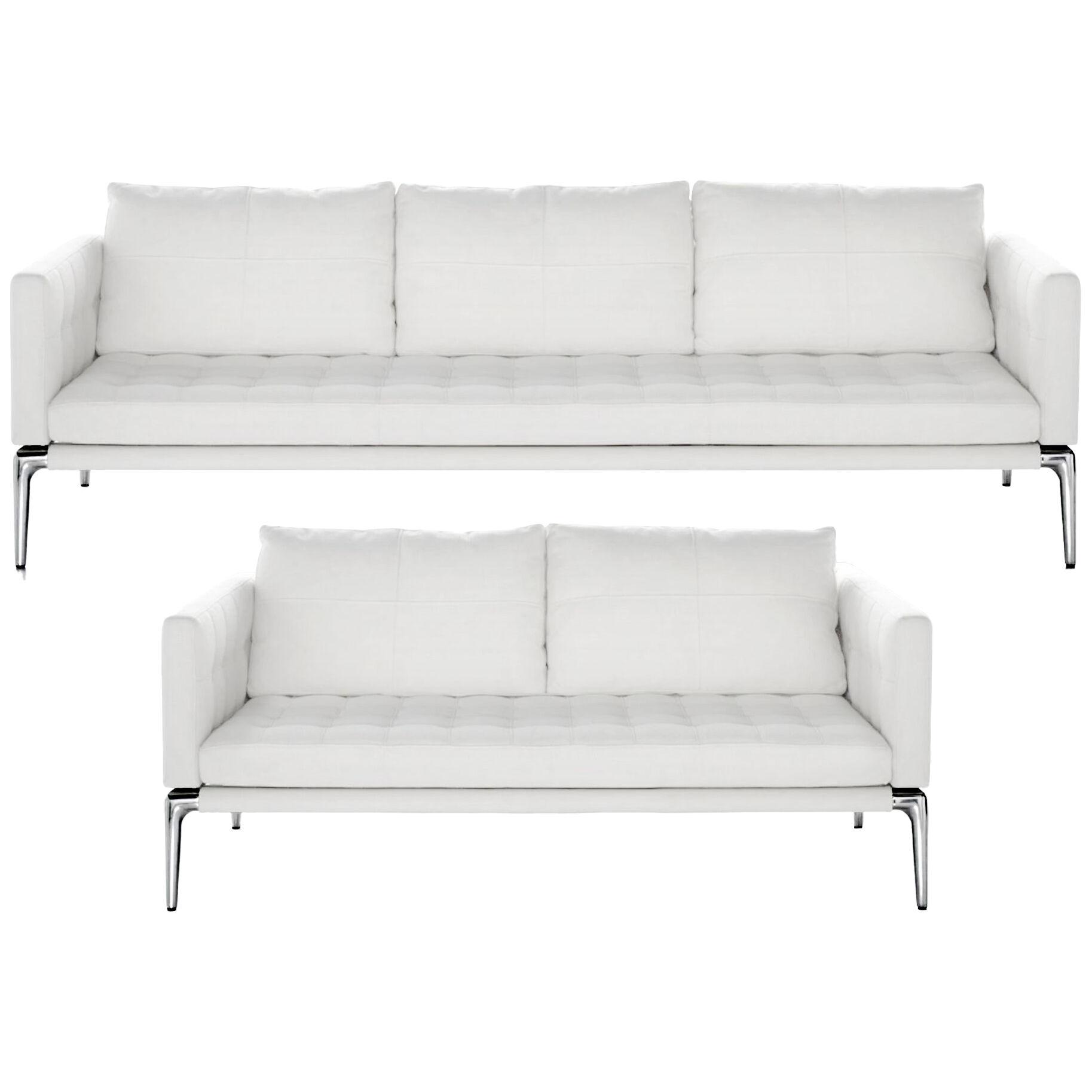 Cassina & Philippe Starck - Pair Of Volage White Leather Sofas