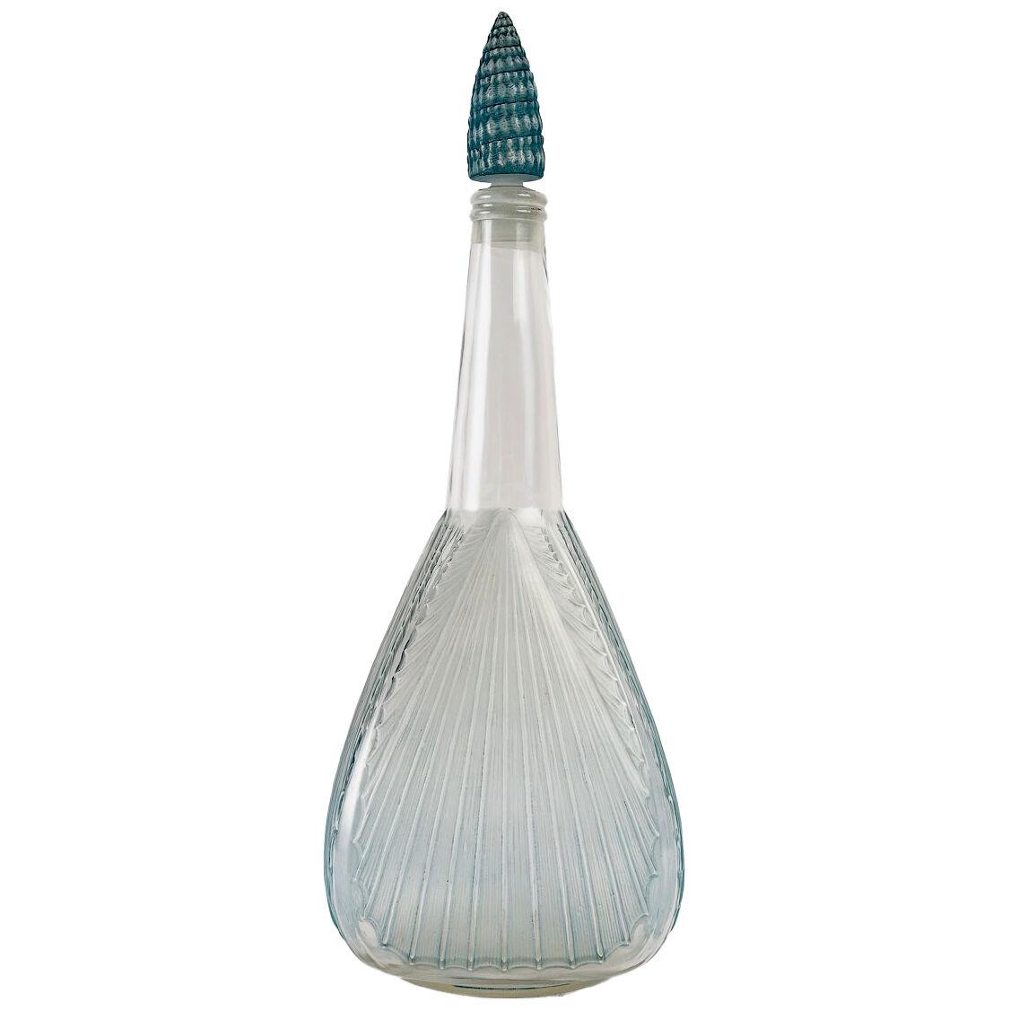 1920 René Lalique - Decanter Coquilles Glass With Blue Patina - Shells